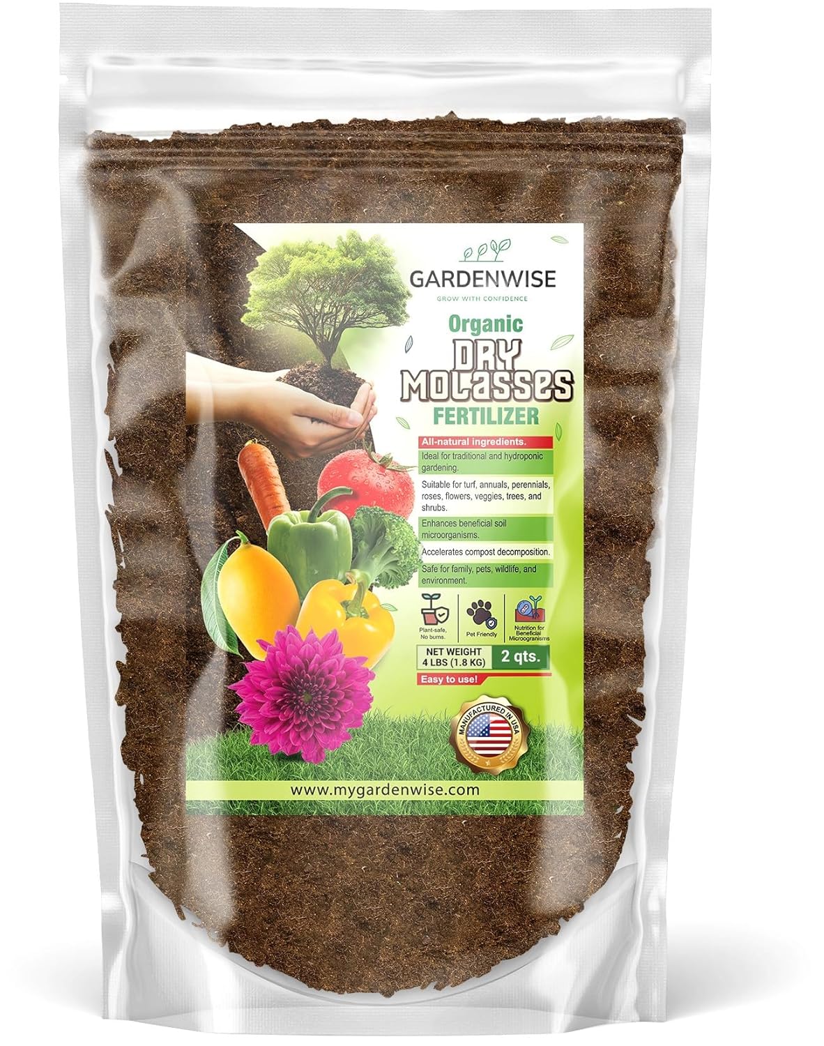 Organic Molasses for Plants - Horticultural Molasses - Ideal for Traditional & Hydroponic Gardening, for Indoor & Outdoor Plants (2 QUARTS)