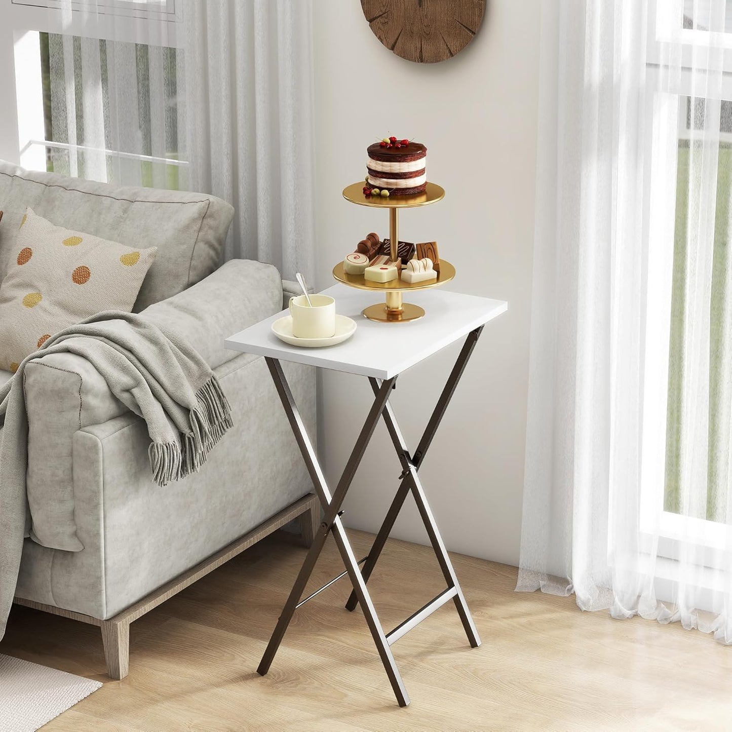 TV Tray Table Set of 2, TV Dinner Tray, Folding Table, Foldable TV-Trays, Side Table for Bed, Couch, Portable and Small Easy to Move