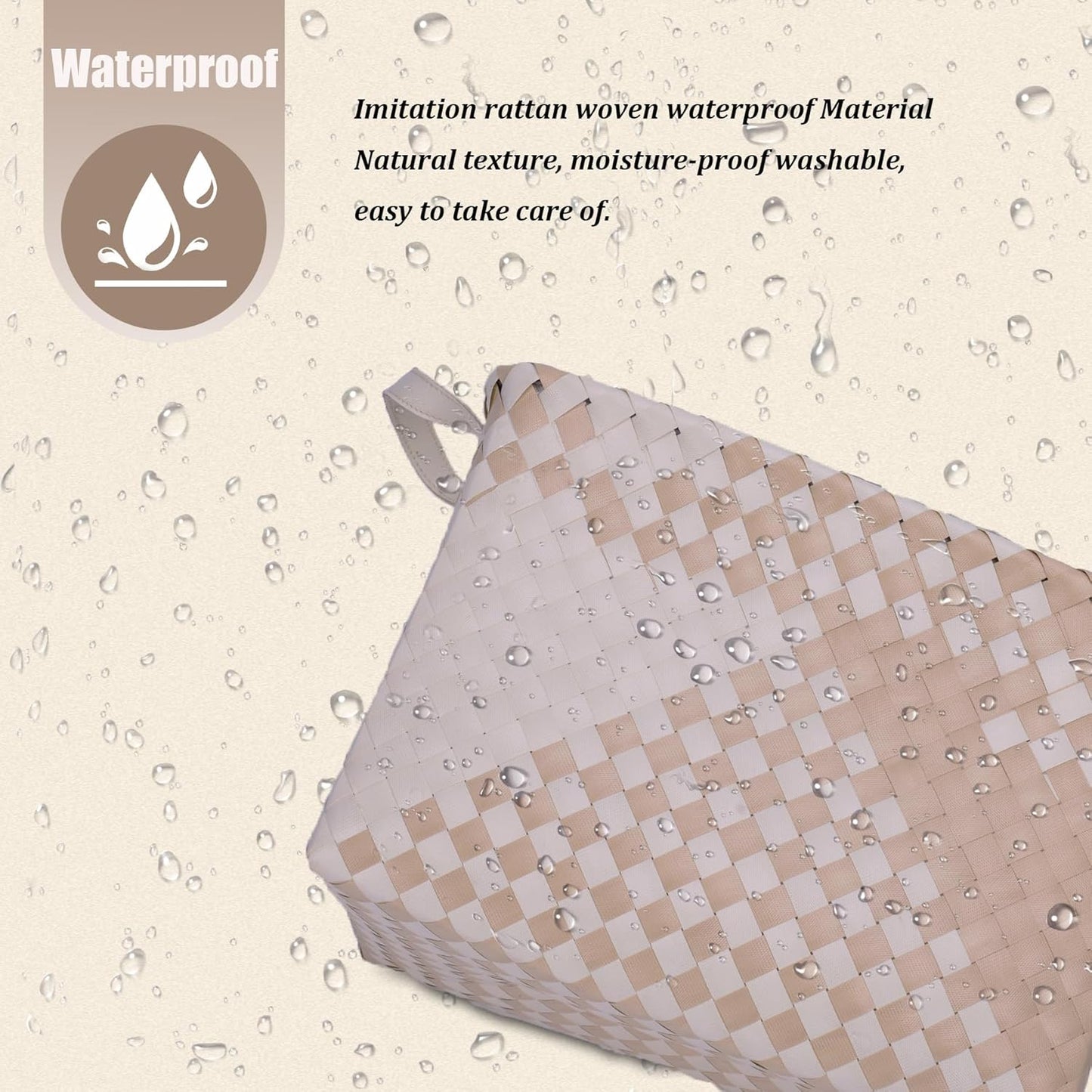 BROWNLILY Handwoven Clothes Basket Laundry Hampers Large Wicker Storage Baskets for Shelves Blankets Closet Storage Bins Car Bedroom Bathroom Organizers and Storage (Pack of 4, Khaki & Ivory White)