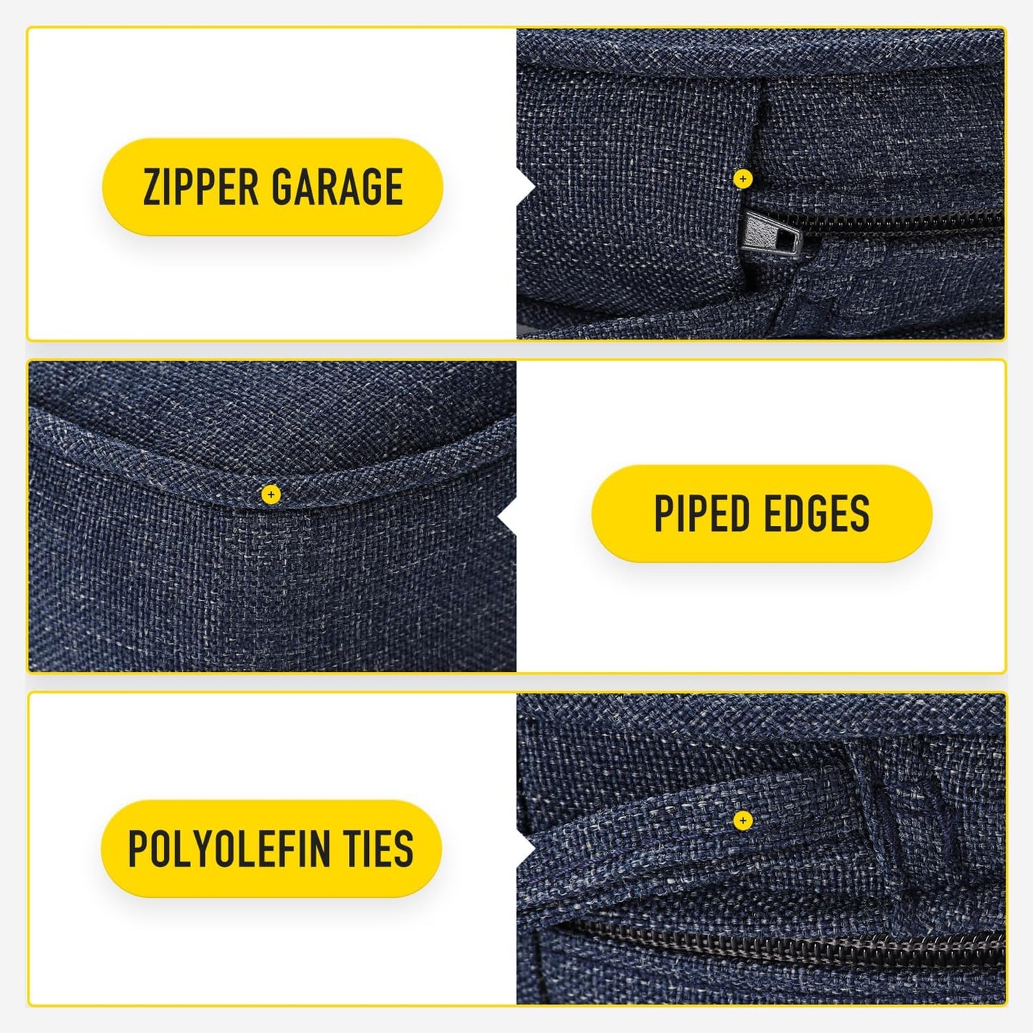 SUNROX Gel Memory Foam Chair Cushion with Ties, Ultra Durable Water Resistant FadeShield Outdoor/Indoor Reversible Chair Seat Cushion 17 x 16 inch Set of 4, Heather Indigo