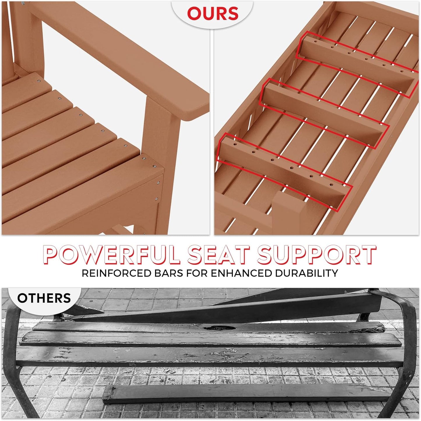 Garden Bench, Farmhouse Park Front Porch for Entryway Bench Outdoor Seating Low Bench Patio Bench Outside/Indoor, Teak