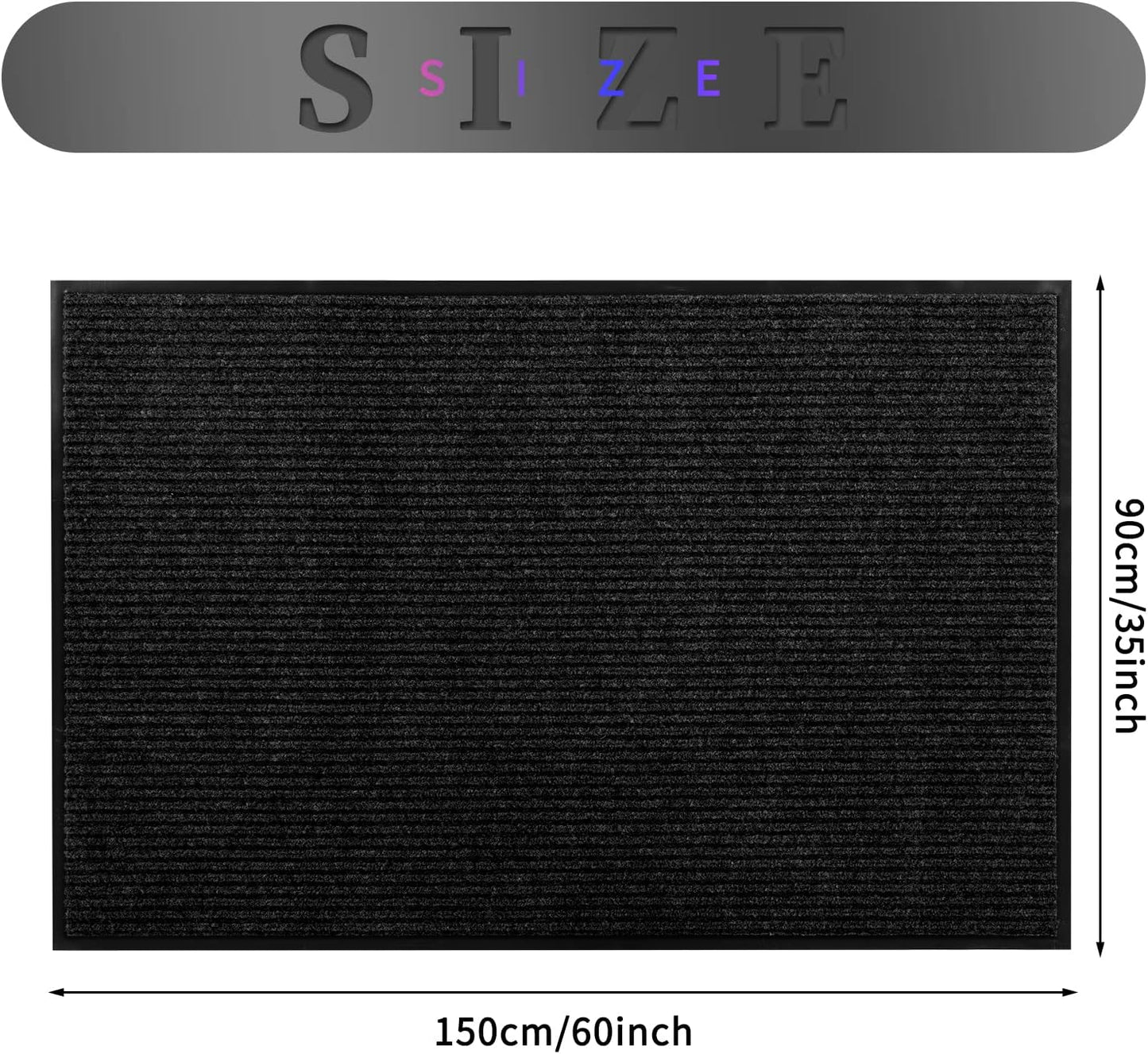 fani Heavy Duty Large Outdoor Indoor Entrance Black Doormat Waterproof Low Profile Entrance Rug Front Door Mat Patio Anti-Skid Rubber Back, 35x60 inch (Black)