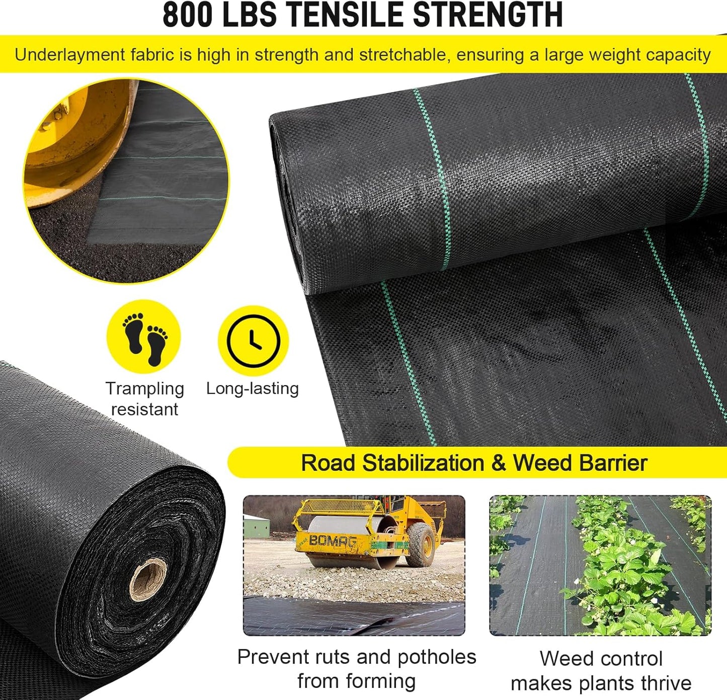 Doniks 13x115ft Driveway Fabric,3.5OZ Commercial Heavy Duty Weed Barrier Fabric, Garden Landscape Fabric,French Drain Fabric for Erosion Control,Landscape Fabric,Weed Barrier,Construction Projects