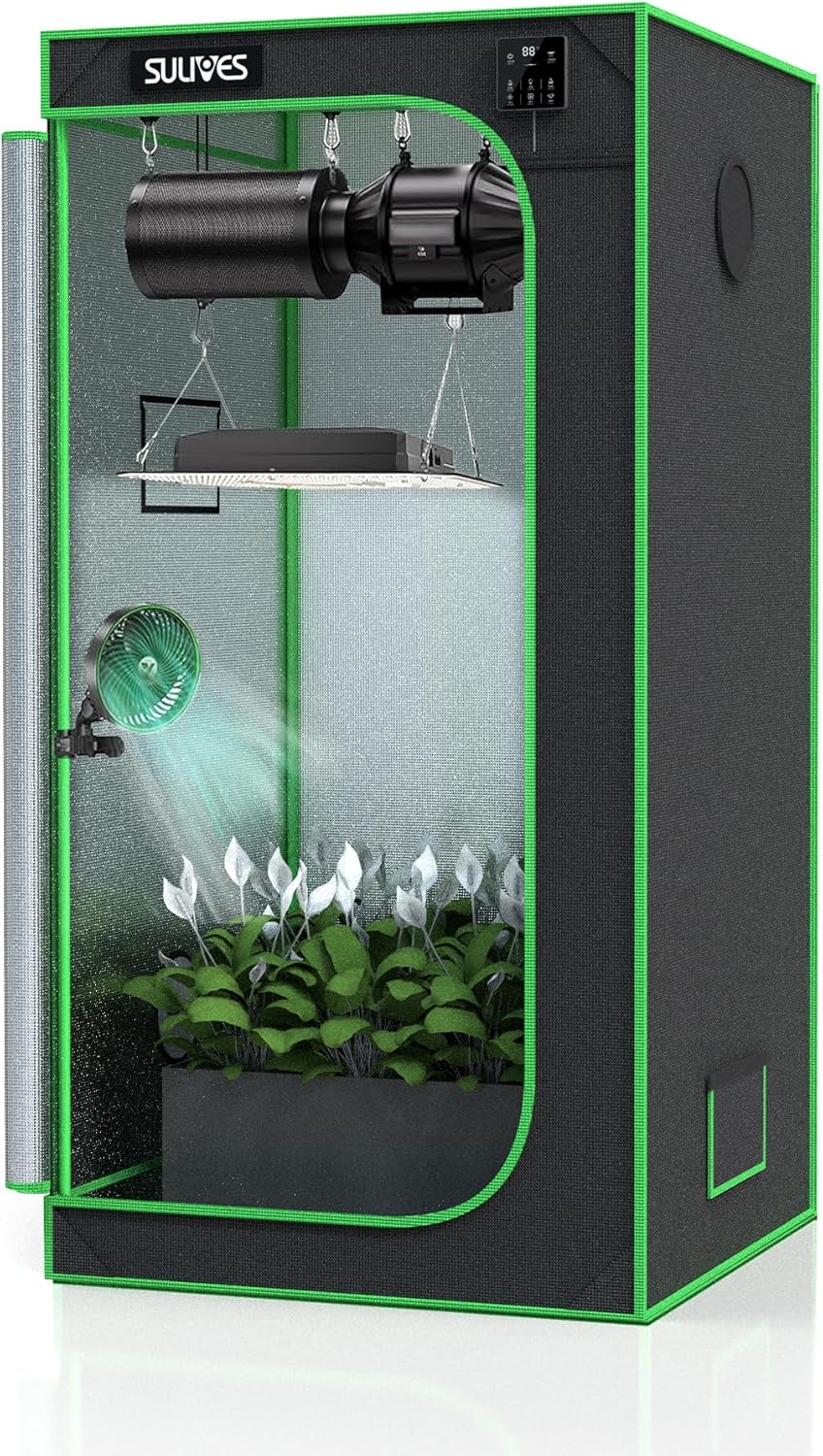 SULIVES Grow Tent, 63"x32"x32" Indoor Hydroponic Water-Resistant System with Removable Floor Tray and Observation Window, Easy Setup,600D Mylar Hydroponic Dark Room for Indoor use.