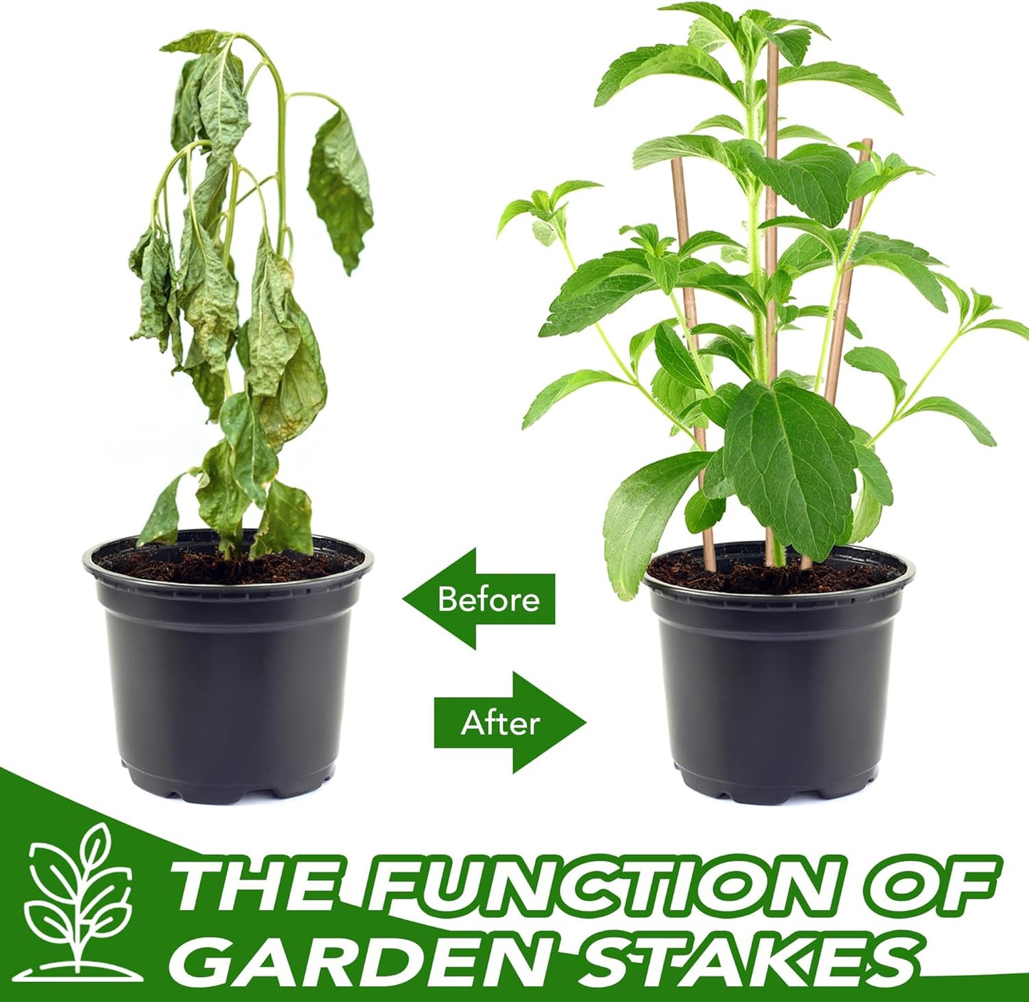 100 Pcs 18 inches Garden Stakes for Plants, Natural Bamboo Sticks for Indoor and Outdoor Climbing Plants Support