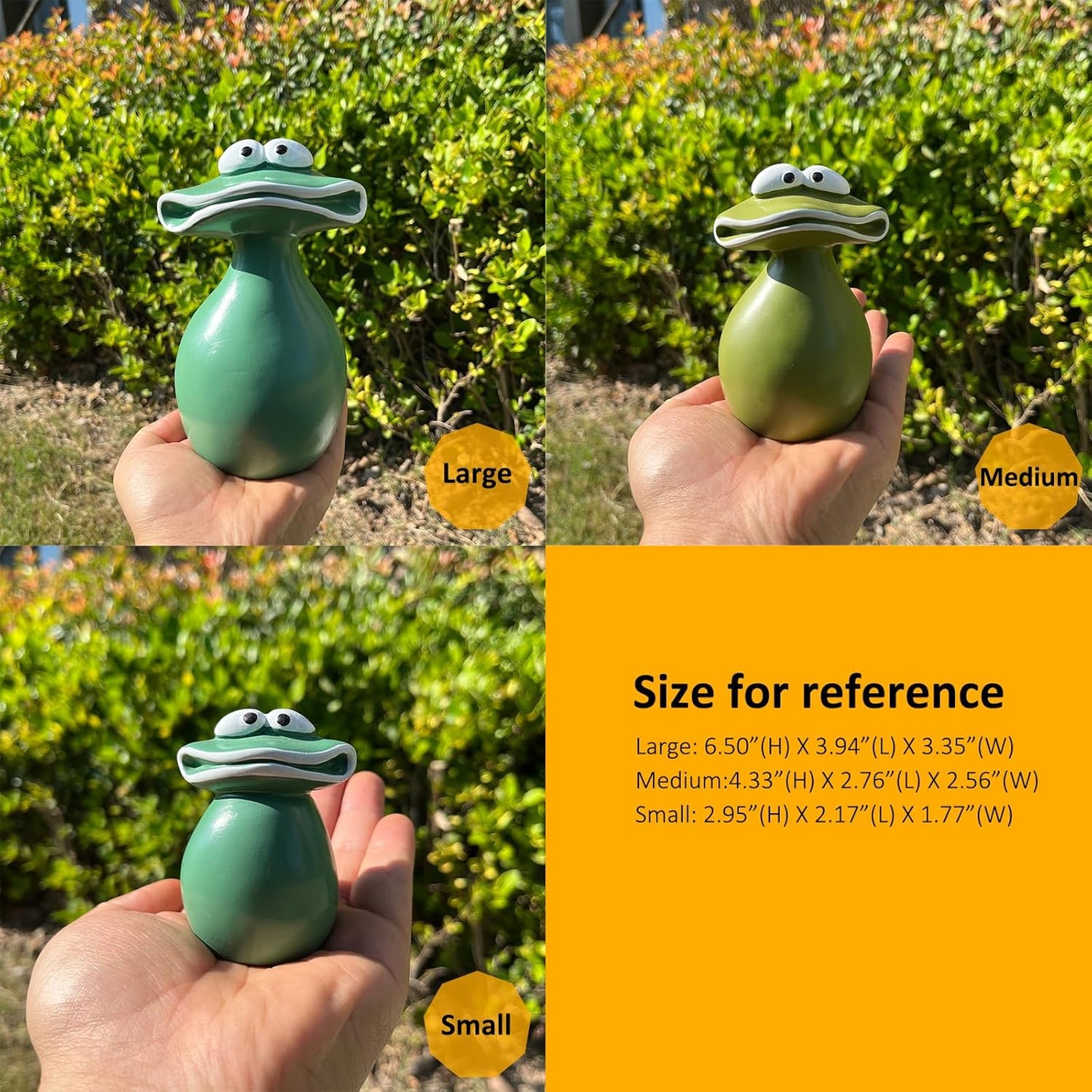 H&Zebrabro Big Mouth Frog Figurines Set of 3 for Garden Decoration, Waterproof Resin Indoor Outdoor Garden Decors, Cute Yard Frog Family Statues