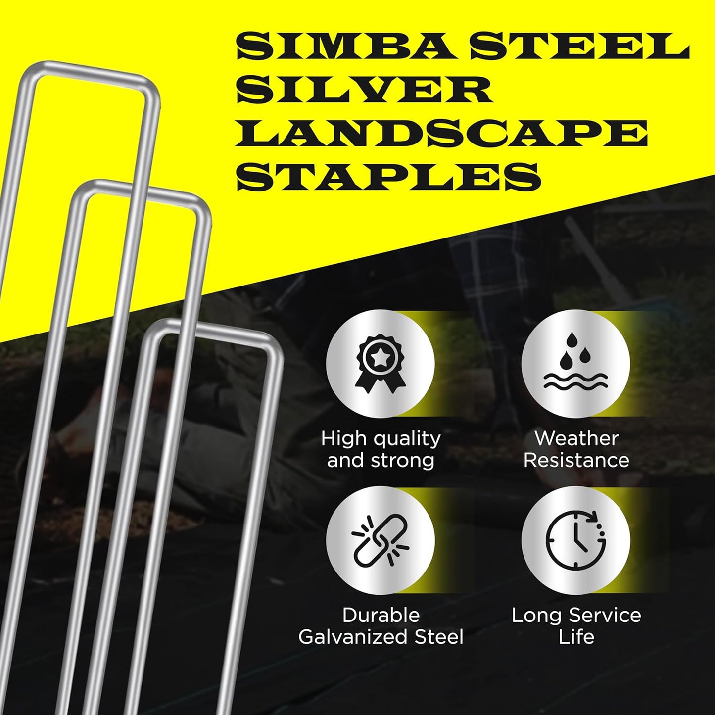 600 Pack x 6 Inch Landscape Staples Galvanised, Fabric Pins, 11 Gauge, Garden Staples, Tent Stakes, Fabric Pins for Lawn, Fence, Tent, Decoration, Weed Barrier, Outdoor. (600 x 6in)