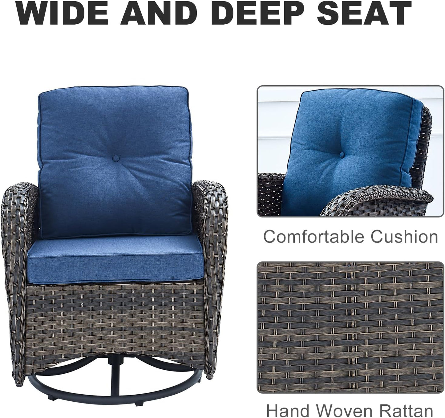 HUMMUH 7-Piece Outdoor Patio Furniture PE Wicker Patio Conversation Set,High Back Patio Couch with Coffee Tables Outdoor Chairs for Backyard,Porch,Deck