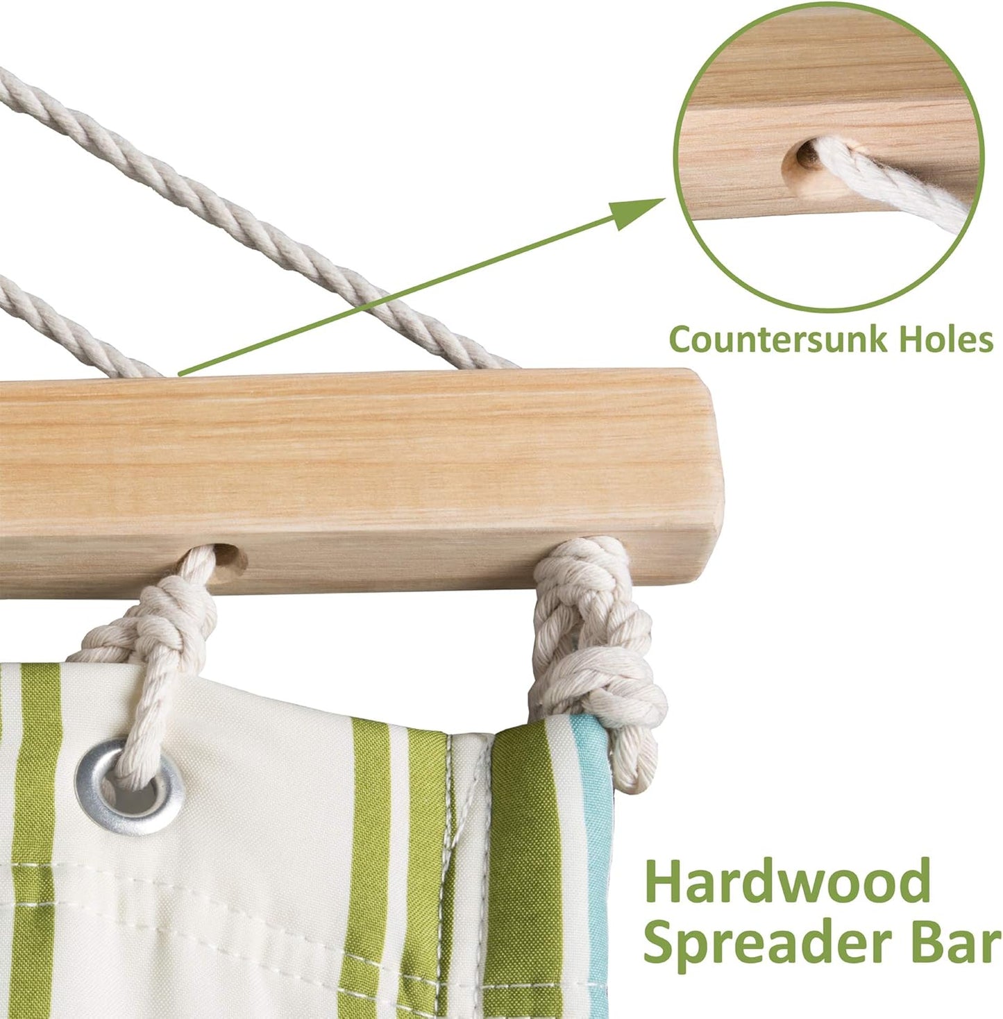 SUNCREAT Hammock 2 Person Heavy Duty, Double Hammocks for Trees, 2 Person Hammock with Spreader Bar, Green&Beige