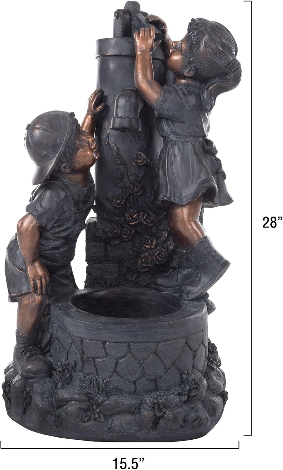 Go Yard Boy and Girl Water Outdoor Fountain