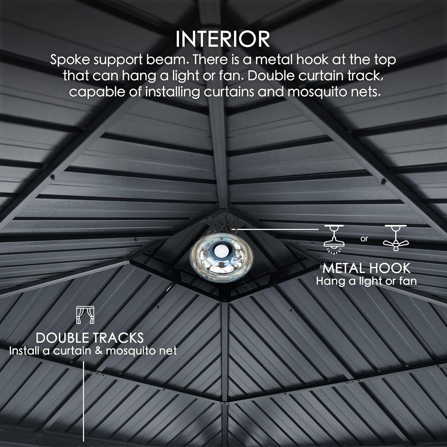 Kozyard Alexander 12' X 12' Aluminum Hardtop Gazebo with Galvanized Steel Double Roof Canopy, Curtain and Netting, Permanent Gazebo Pavilion for Patio, Backyard, Deck, Lawn (Gray)