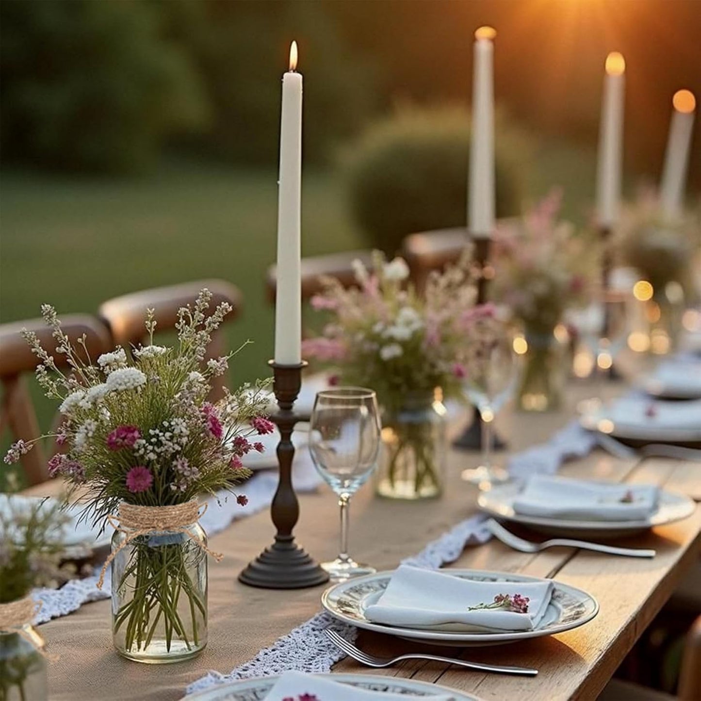 Vintage Glass Flower Vase，12 Pack Farmhouse Transparent White Glass Centerpiece Vases Mason Jars for Weddings, Parties & Home Decor Bulk (12, Transparent)