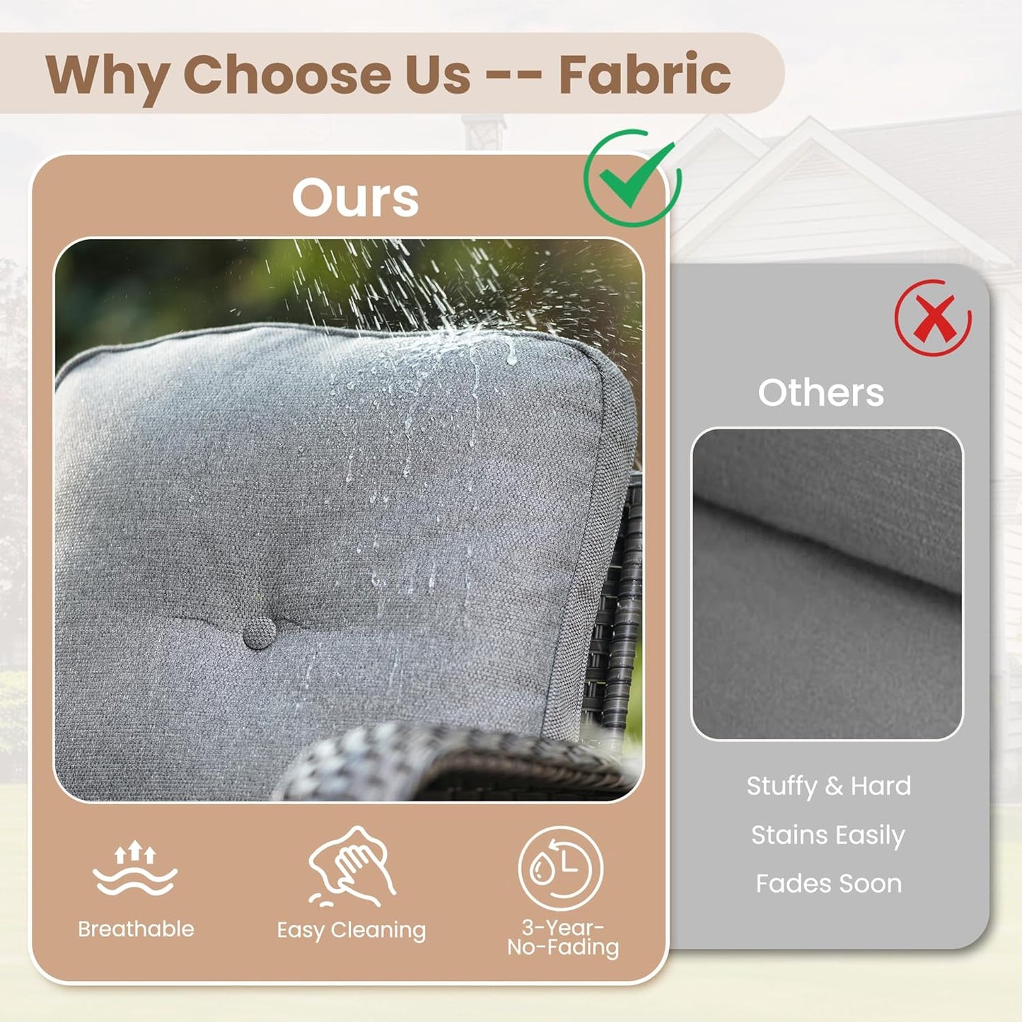 HOOOWOOO Patio Furniture Set,7 Pieces Outdoor Conversation Set,All Weather Wicker Loveseat Sofa Set with High Back Swivel Rocking Chairs Tables,Dark Gray