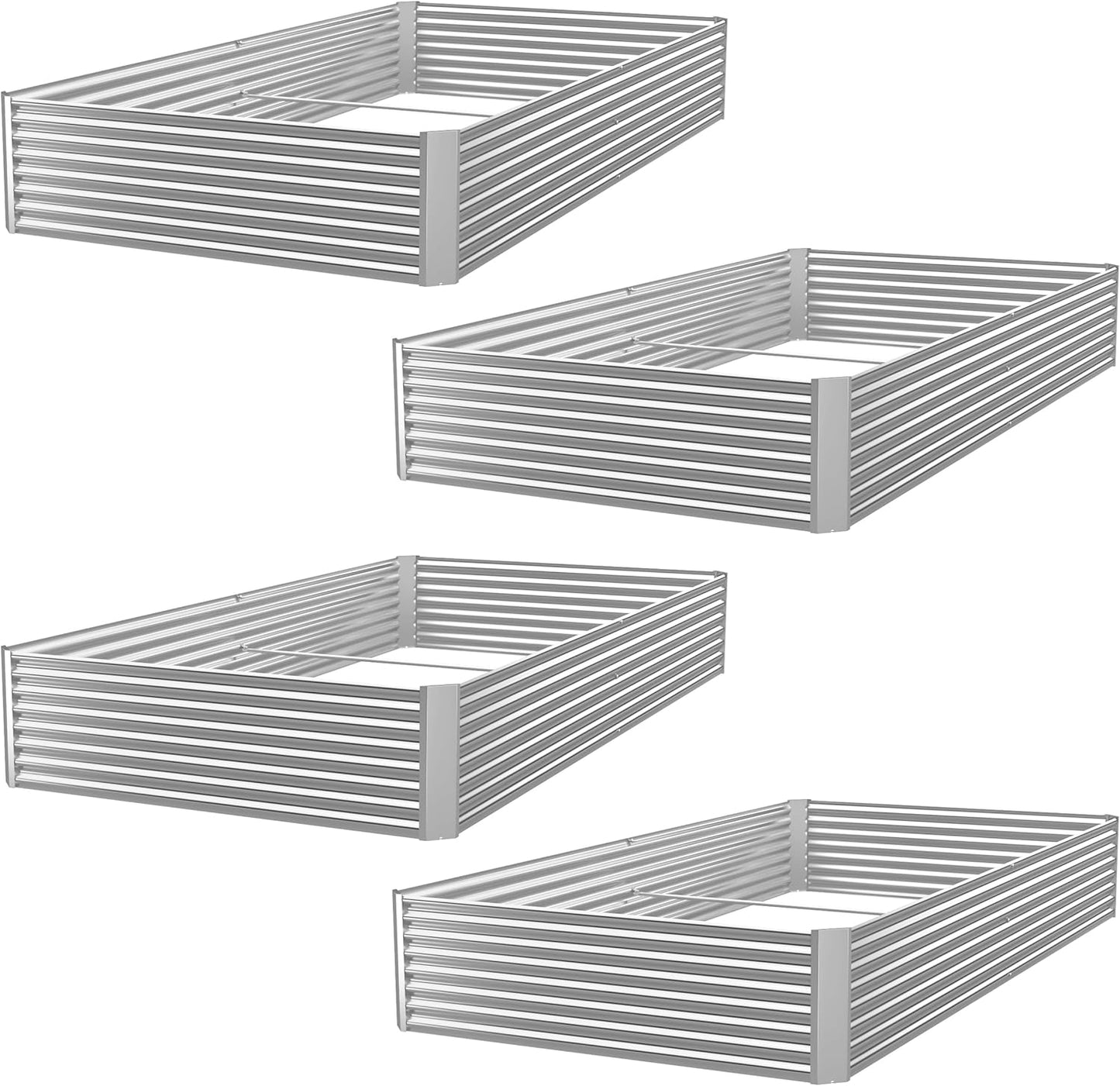 4 Pack 6x3FT Galvanized Raised Garden Bed Outdoor,Metal Garden Bed for Vegetables,Steel Raised Beds for Gardening,Above Ground Garden Box for Flower