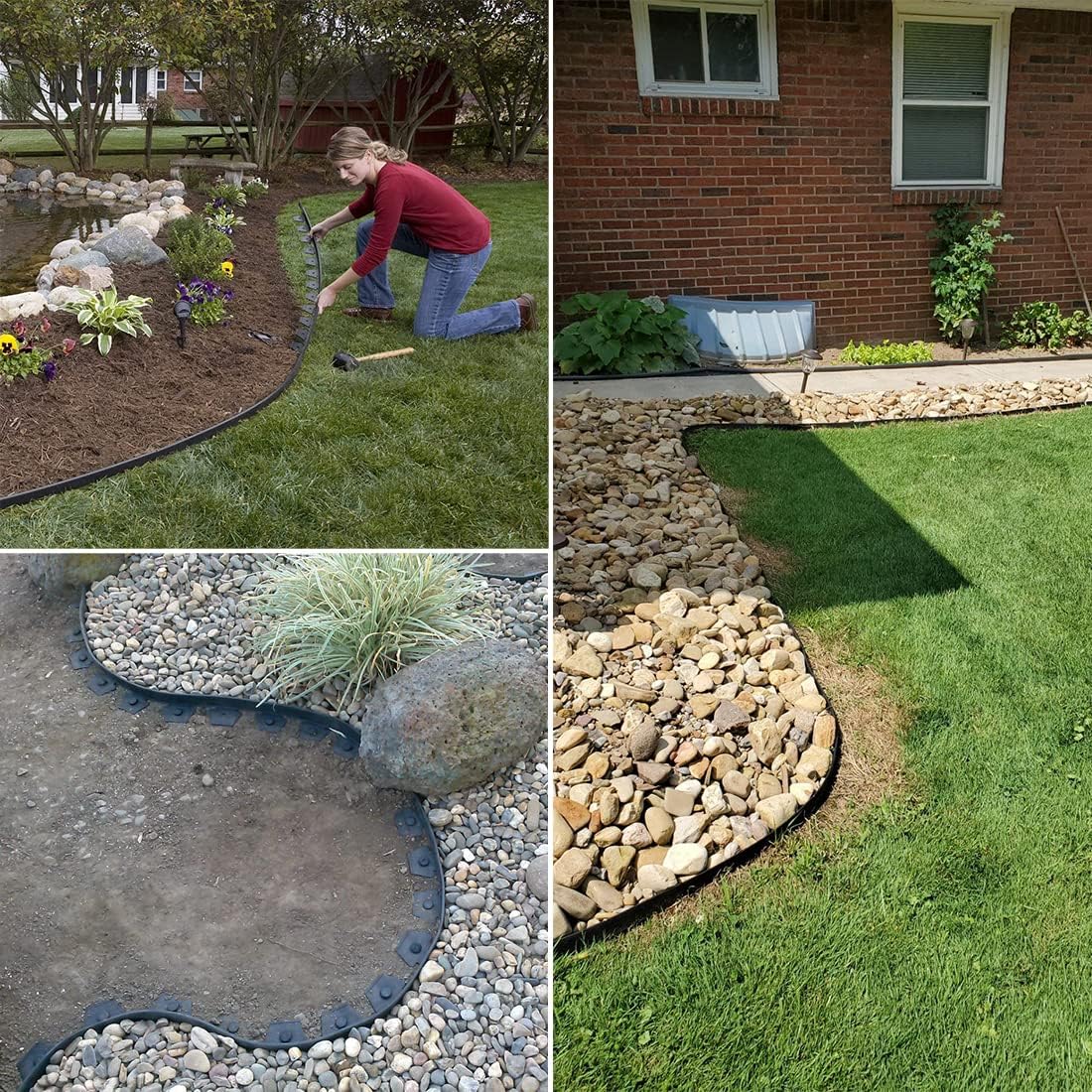 Landscape Edging 33FT,Garden Edging Borders [Extra Tall 4IN High] Flexible Lawn Edging Kit with 30pcs Stakes,Mini Plastic Fence for Landscaping Yard Flowerbeds,Grass-Black