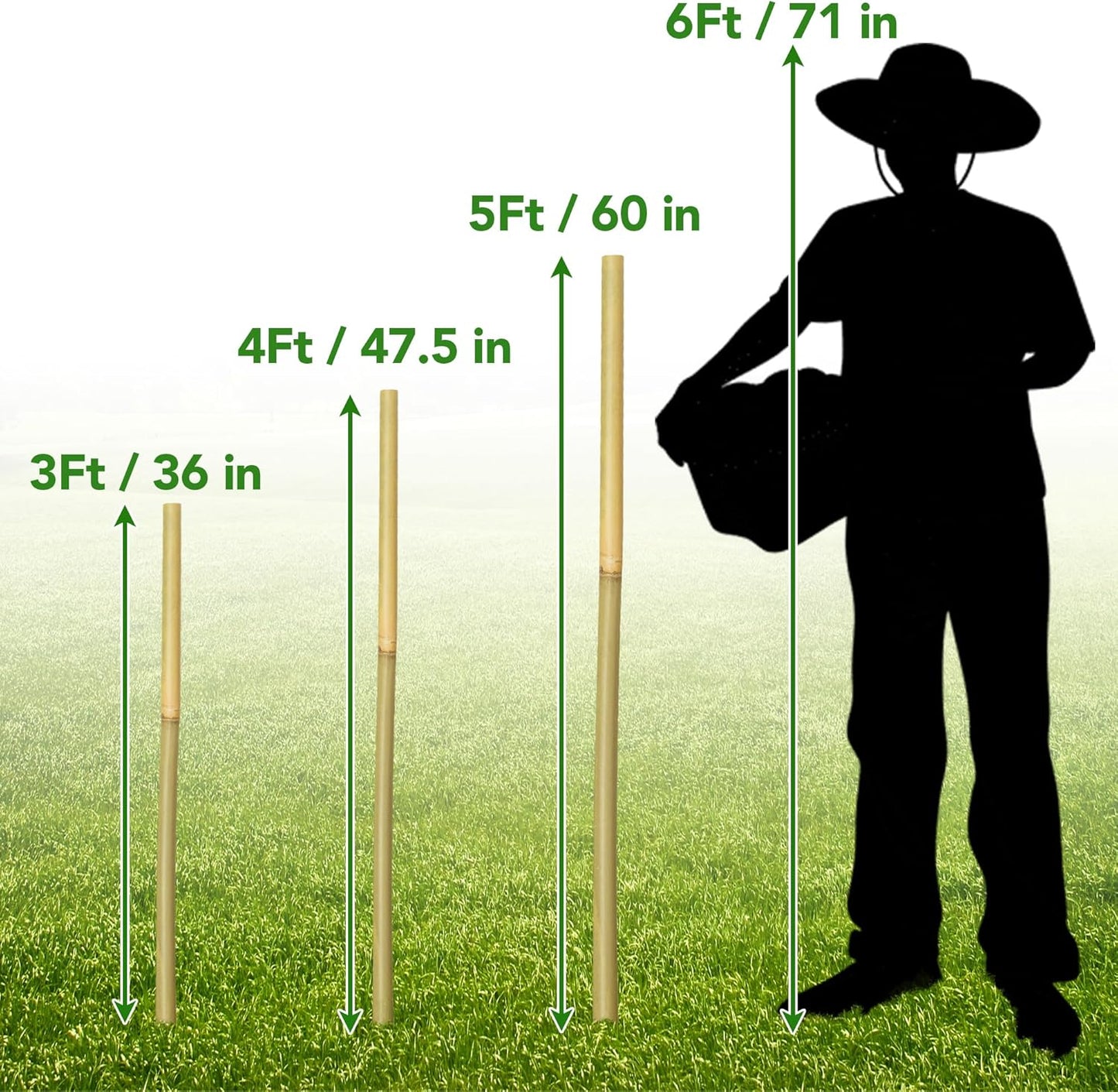 60Pcs Bamboo Stakes for Plant 4 Feet, Garden Bamboo Plant Stakes for Plants Support, Bamboo Sticks for Climbing Plants, Tomatoes, Sunflowers, Beans, Potted Plants, Trees