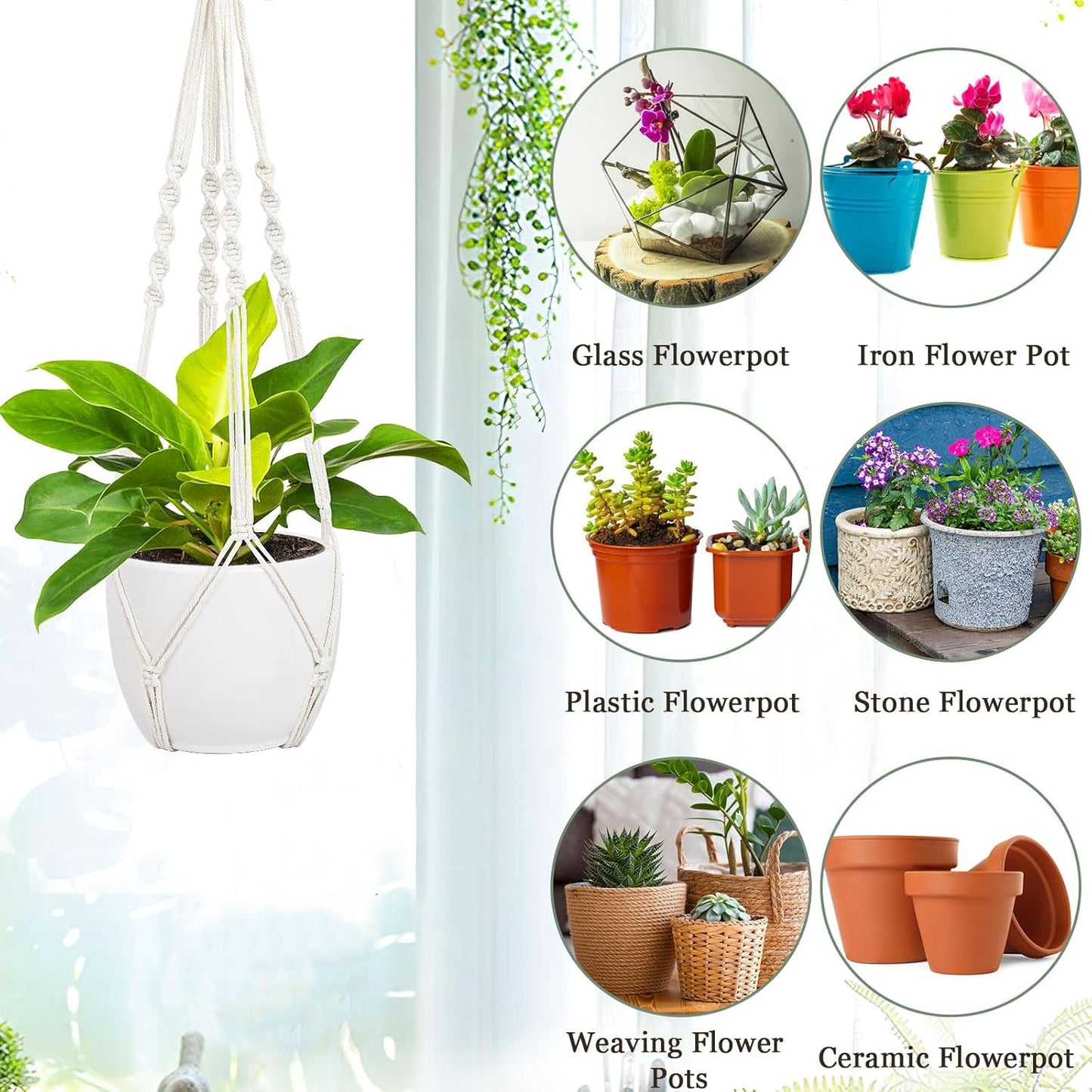 Augshy 27inch Macrame Plant Hanger, 2 Packs Plant Hangers with Hooks, Hanging Planter for Indoor Plants Decorative Macrame Pot Hanger for Home Decor