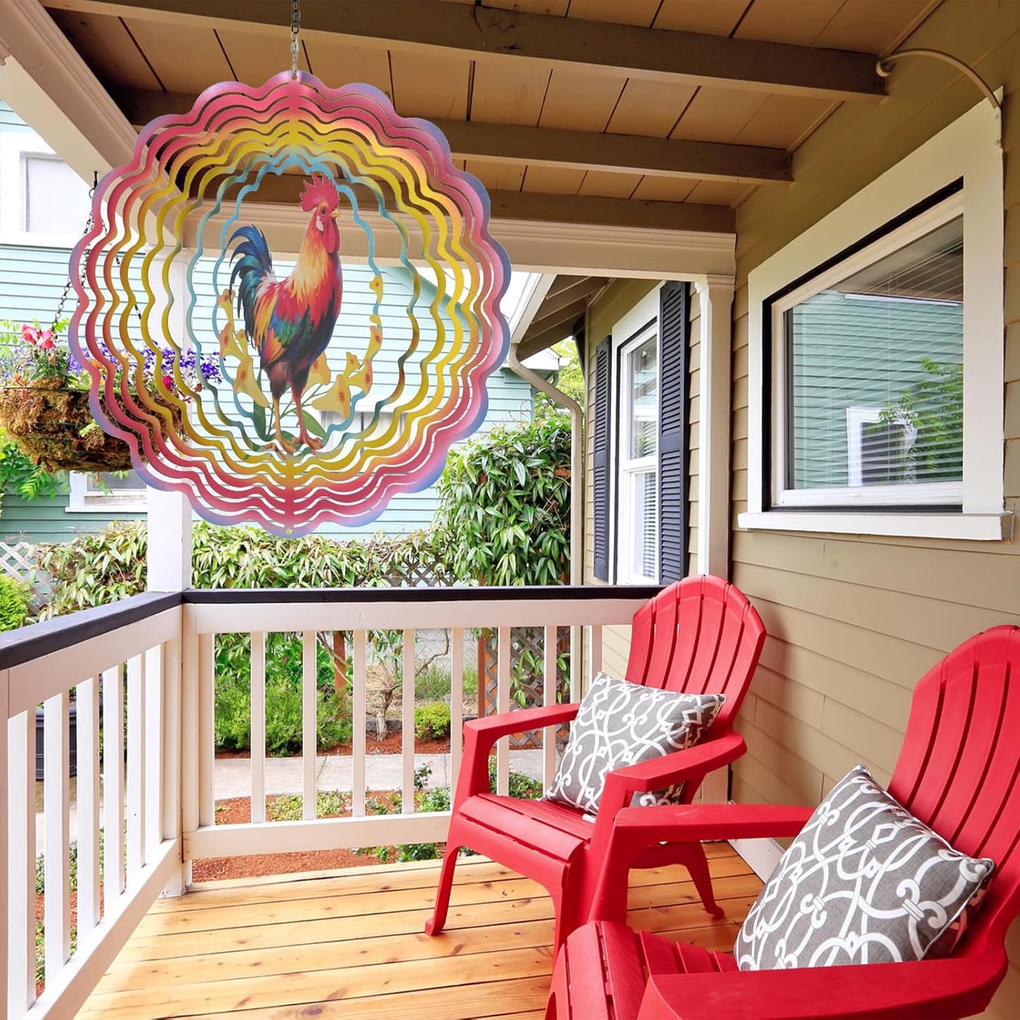 Wind Spinners Outdoor Chicken - Birthday Gifts for Women Mom Wife Grandma, Hanging Wind Sculptures Wind Spinners, 12 inch 3D Wind Spinner for Garden Decor for Outside, Garden, Patio, Yard, Outdoor
