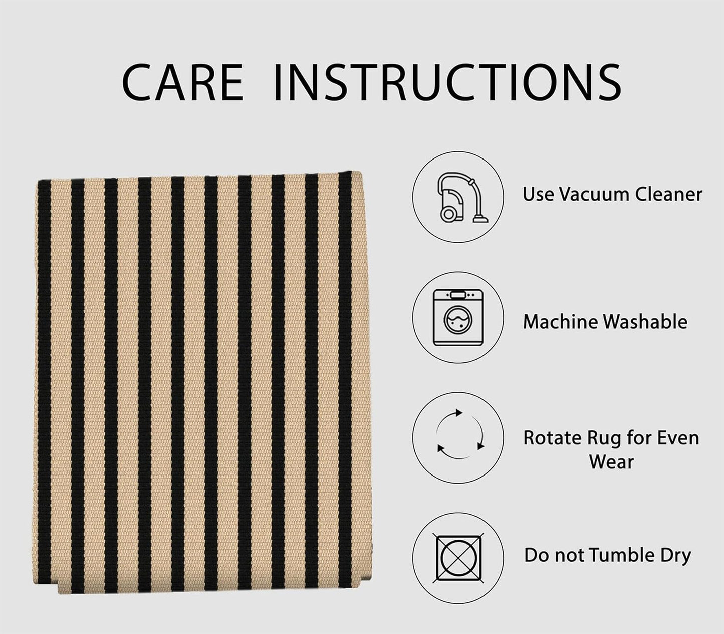 IOHOUZE Striped Area Rug 2'x3' Front Door Rugs Small Washable Area Rug for Front Porch, Spring Summer Welcome Door Mats Outdoor Indoor, Doormat for Entryway Porch Entrance, Tan/Black