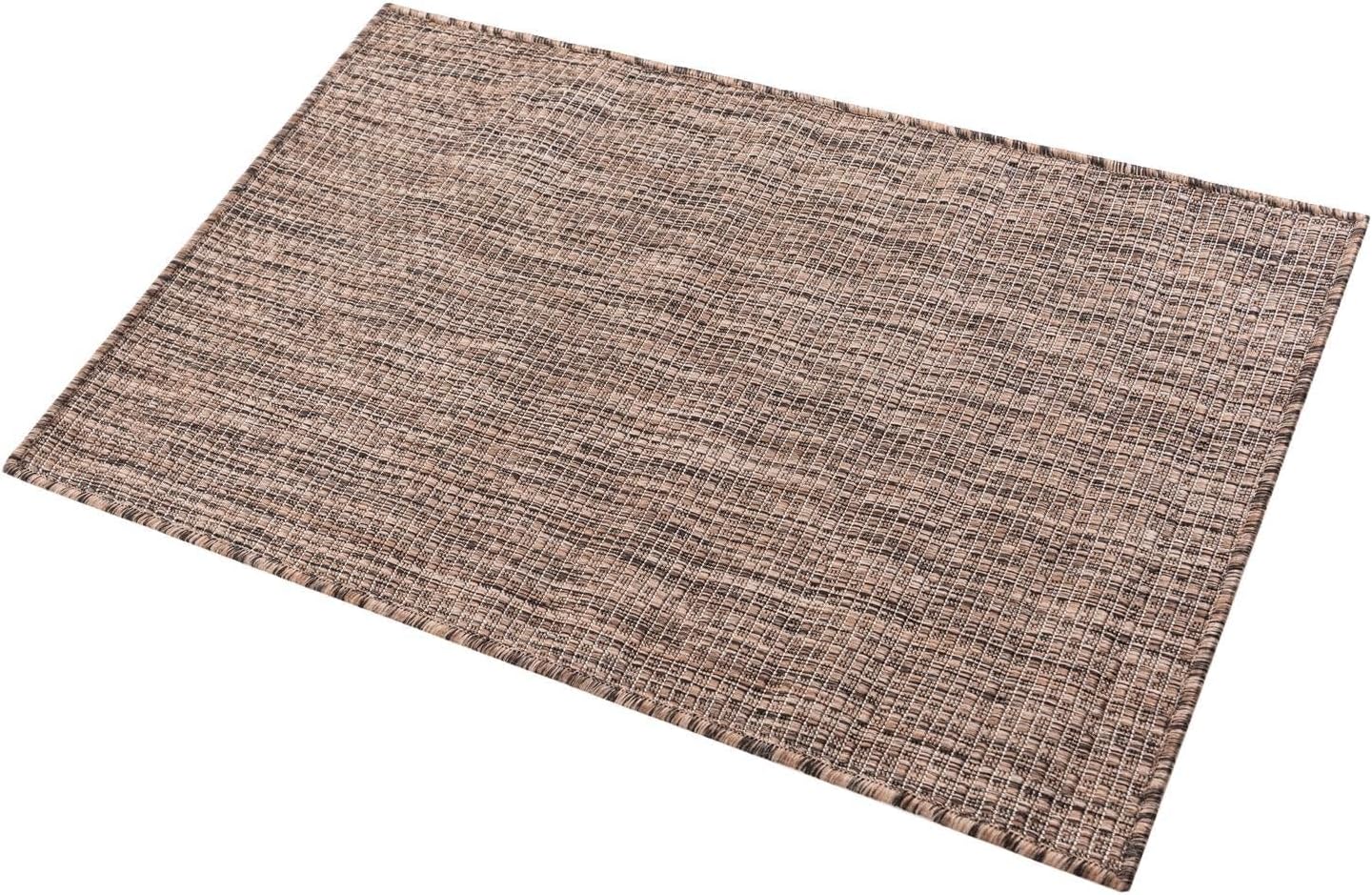 Unique Loom Outdoor Solid Collection Area Rug (2' x 3' 1" Rectangle Light Brown/Ivory)