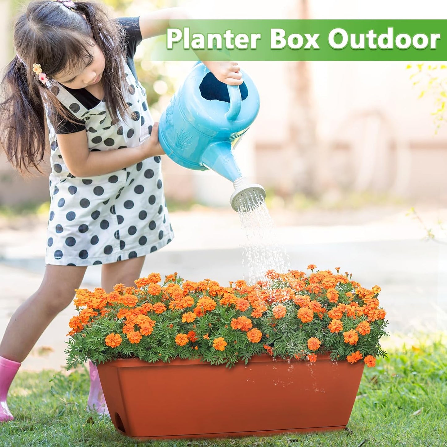 Railing Planter Boxes, Deck Hanging Planters for Railing, 16.9 Inch Railing Hanging Planter, Balcony Planters Railing Hanging, Red and White (WR4)