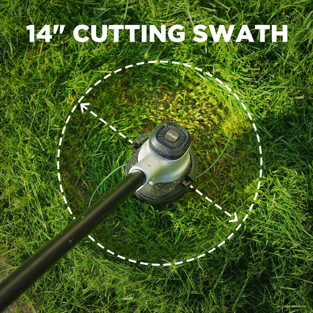 Litheli 2x20V 14" Brushless Cordless String Trimmer, Battery Powered Weed Eater, U20 Series Grass Trimmer with 2.5Ah Battery, Dual Line Bump Feed for Lawn Trimming, Lawn Care