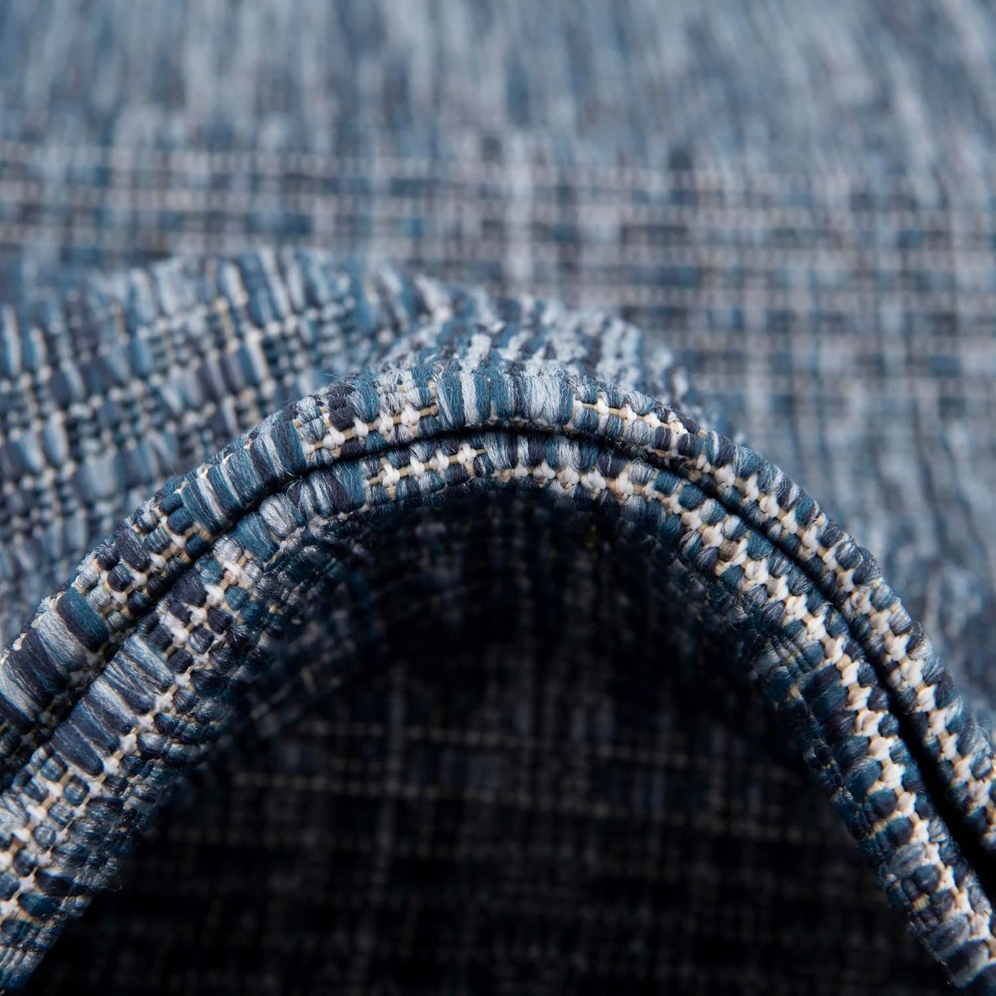 Unique Loom Collection Casual Transitional Solid Heathered Indoor/Outdoor Flatweave Area Rug (13' Square, Blue/Navy Blue)