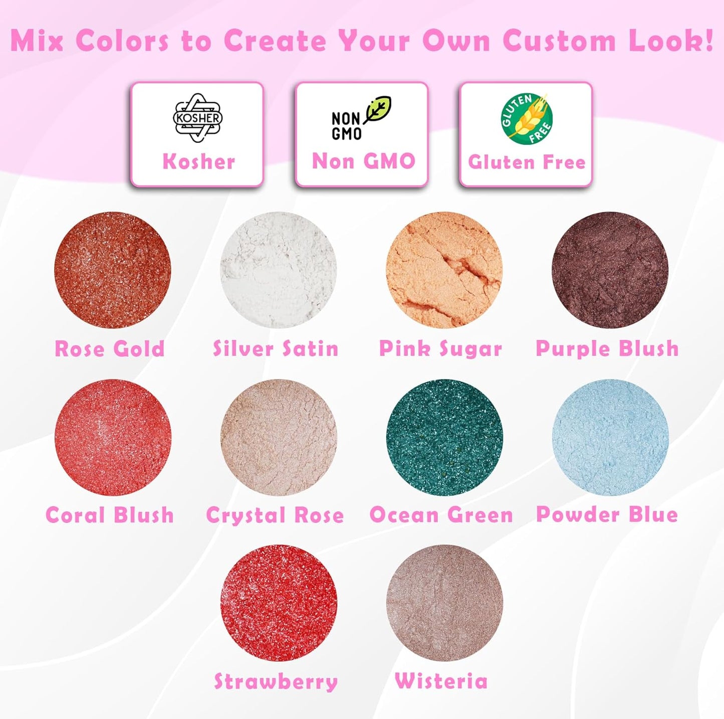 Pink Sugar & Purple Blush Luster Dust for Baking (2 Pack) – Edible Glitter for Cake Decorating, Fondant, Cupcakes, Drinks & Desserts – Kosher, Vegan, Food-Safe Luster Dust - 2 grams, Highly Concentrated