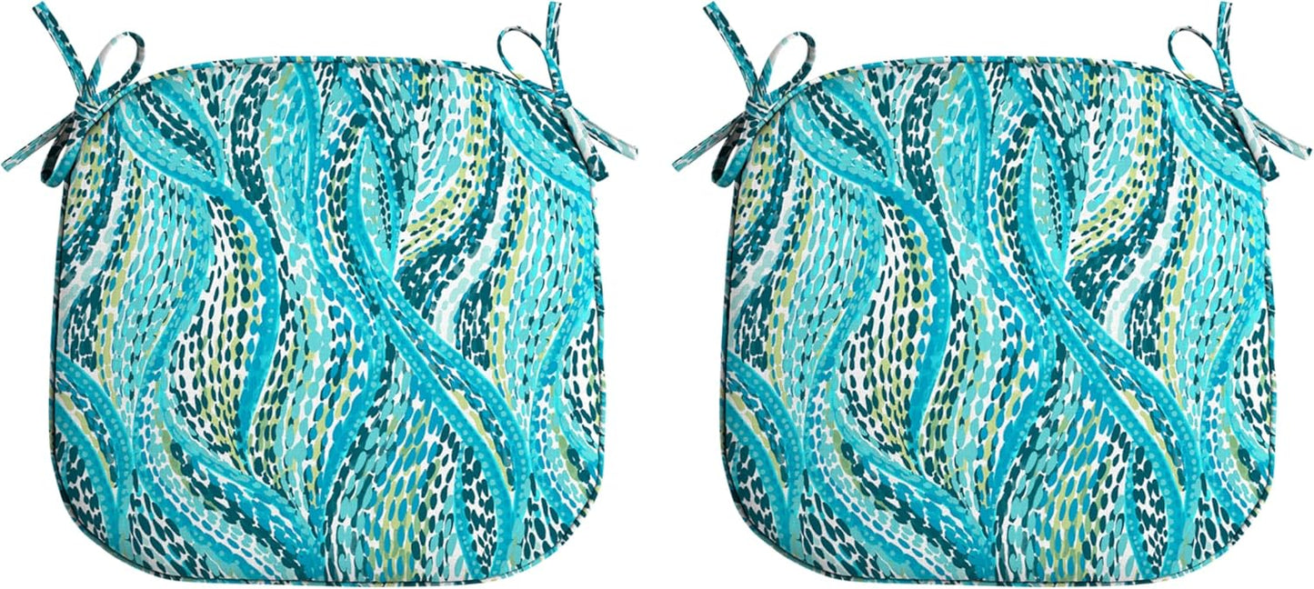 Arden Indoor/Outdoor Foam Seat Pad, 2 Pack, 17 x 16, Patio Cushion, Water Repellent, Fade Resistant, Foam Cushion Teal Ariel