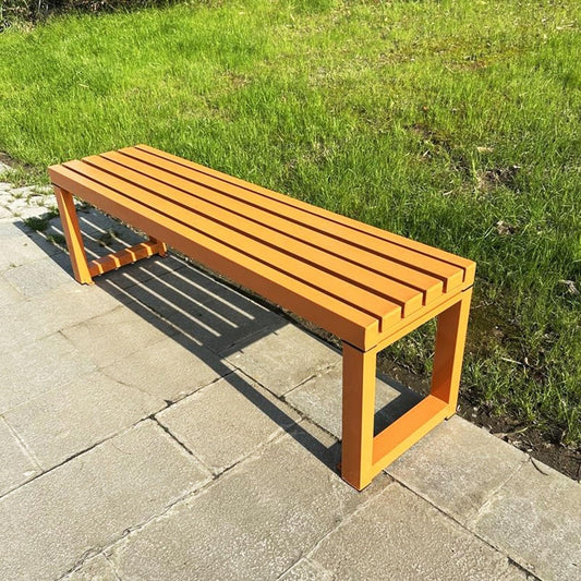 Weatherproof Metal Dining Bench, Outdoor Bench Backless Patio Bench 2-Person Farmhouse Bench Garden Bench for Kitchen, Living Room, Entryway(Orange,59in)
