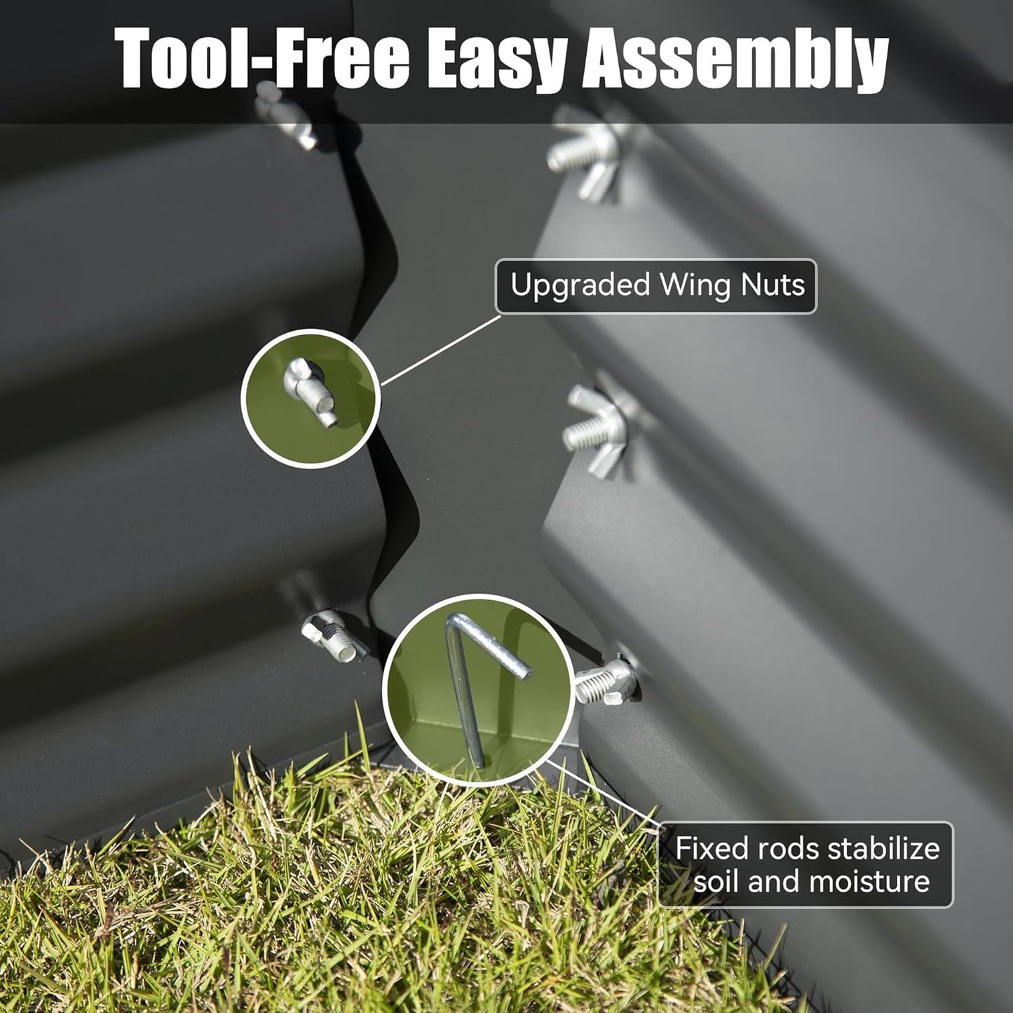 Domi Galvanized Raised Garden Bed, Outdoor Planter Garden Boxes Large Metal Planter Box for Gardening Vegetables Fruits Flowers, Dark Grey (8x4x1.5ft)