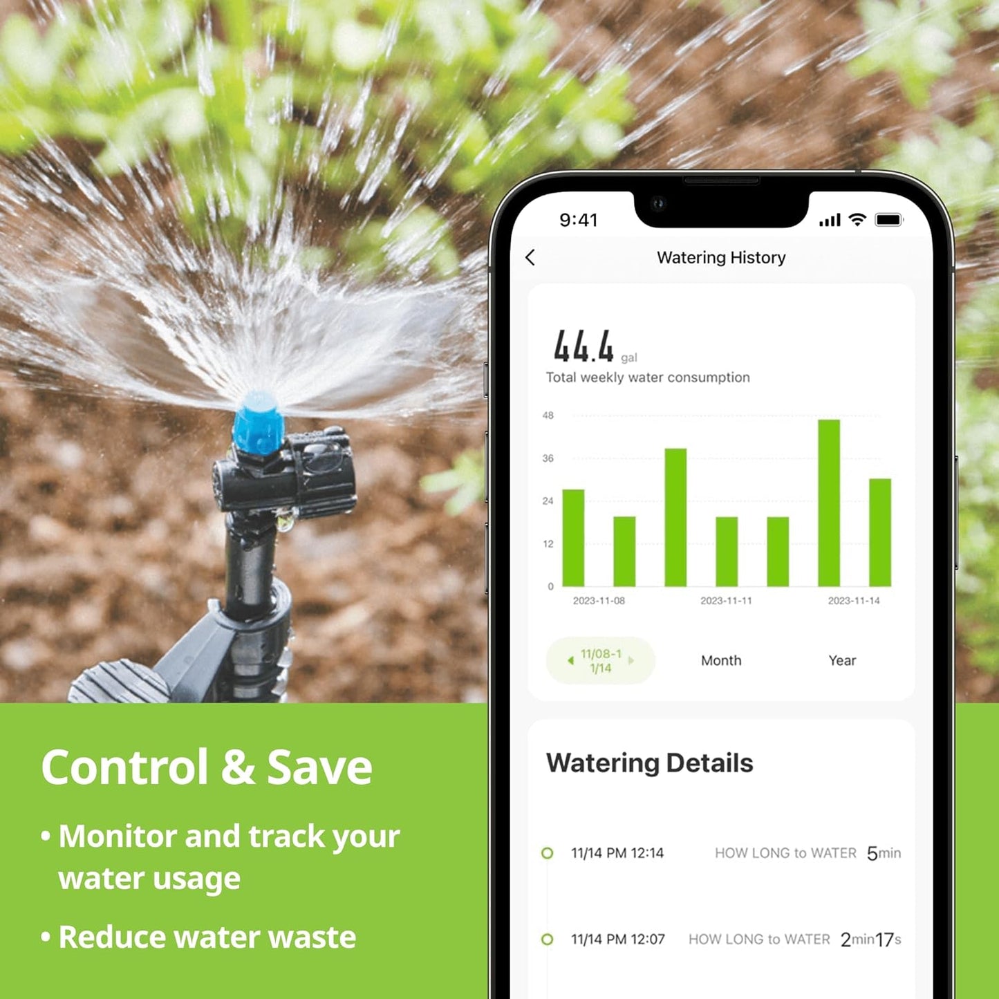 Raindrip R875CT Hose-End Smart Water Sprinkler Timer, Wi-Fi, Wireless Hose Faucet Bibb Timer for Garden, Drip Irrigation System Controller, Free App via 2.4 GHz Gateway Combo,GHT Compatible, Gray