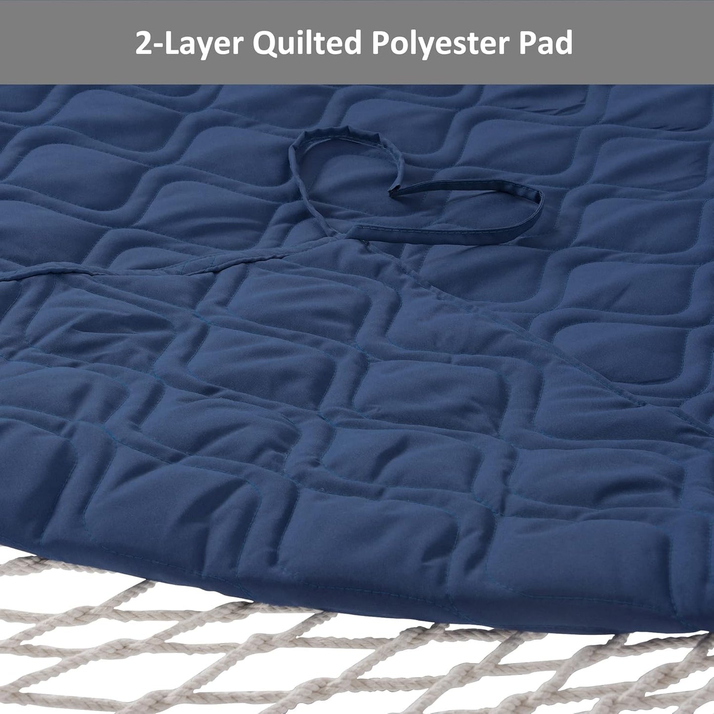 SUNCREAT Two Person Hammock with Stand, Heavy Duty Backyard Hammock and Stand, Navy Drops