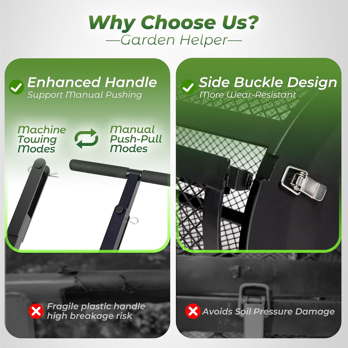 Walensee 44 Inch Compost Spreader Peat Moss Spreader with Side-Latch Design, Upgraded Large-Capacity Metal Mesh Roller for Lawn and Garden Care, Durable Manure Spreader for Seeding and Fertilizing