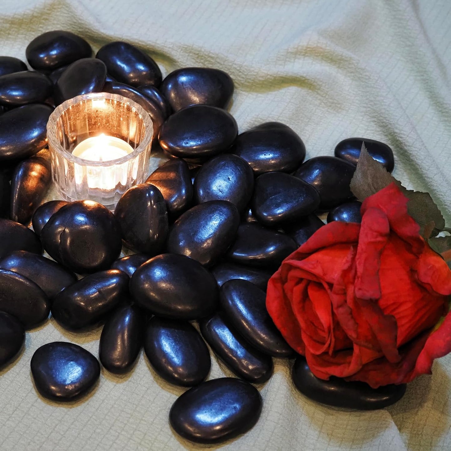 5lbs River Rocks, 1-2Inch Decorative Ornamental Natural Pebbles for Garden Couryard Landscaping Stones, Gravel Filler for Fish Tank,Vases,Home Decor,Aquariums,Animal Habitat, Black