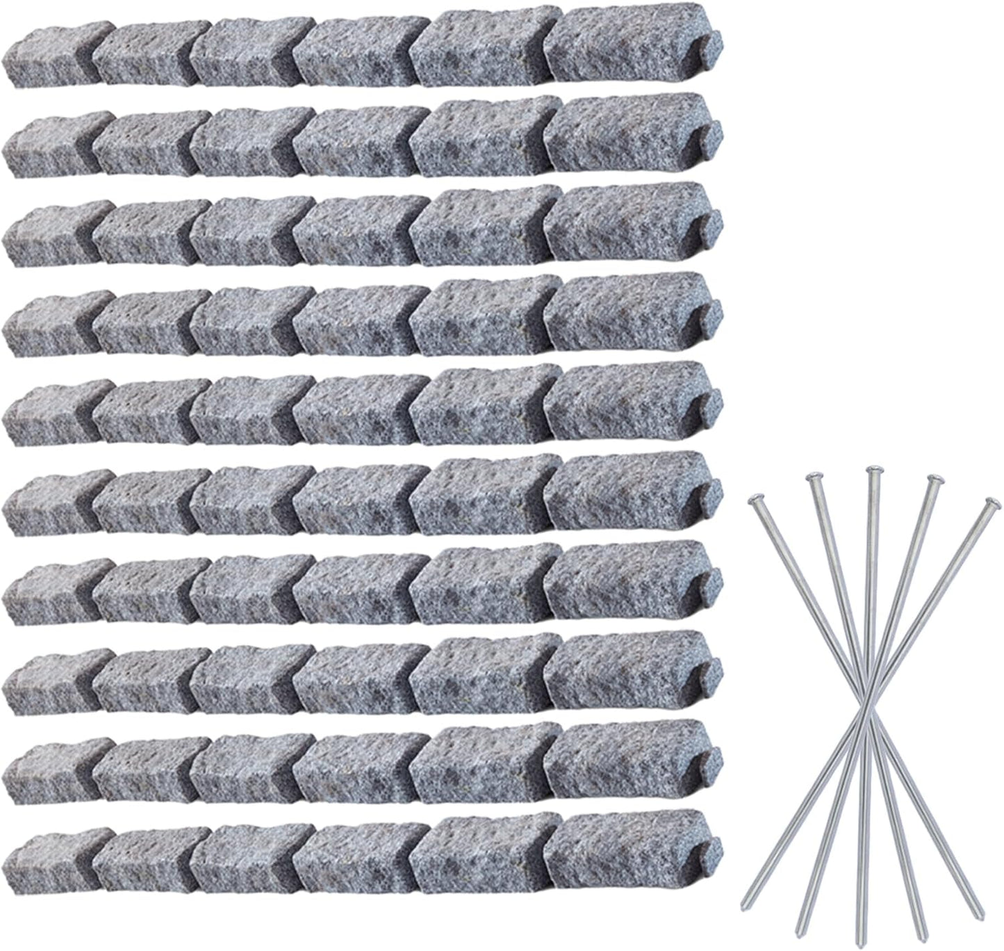 Beuta Landscape Edging | Garden Edging Border | Faux Stone Bricks for Lawn edging, Flower beds, Pathways & Yard Edging– 10 Packs | Each Section Has 6 Bricks 48"L x 4"W x 2.25"H | 30 Spikes |Greystone