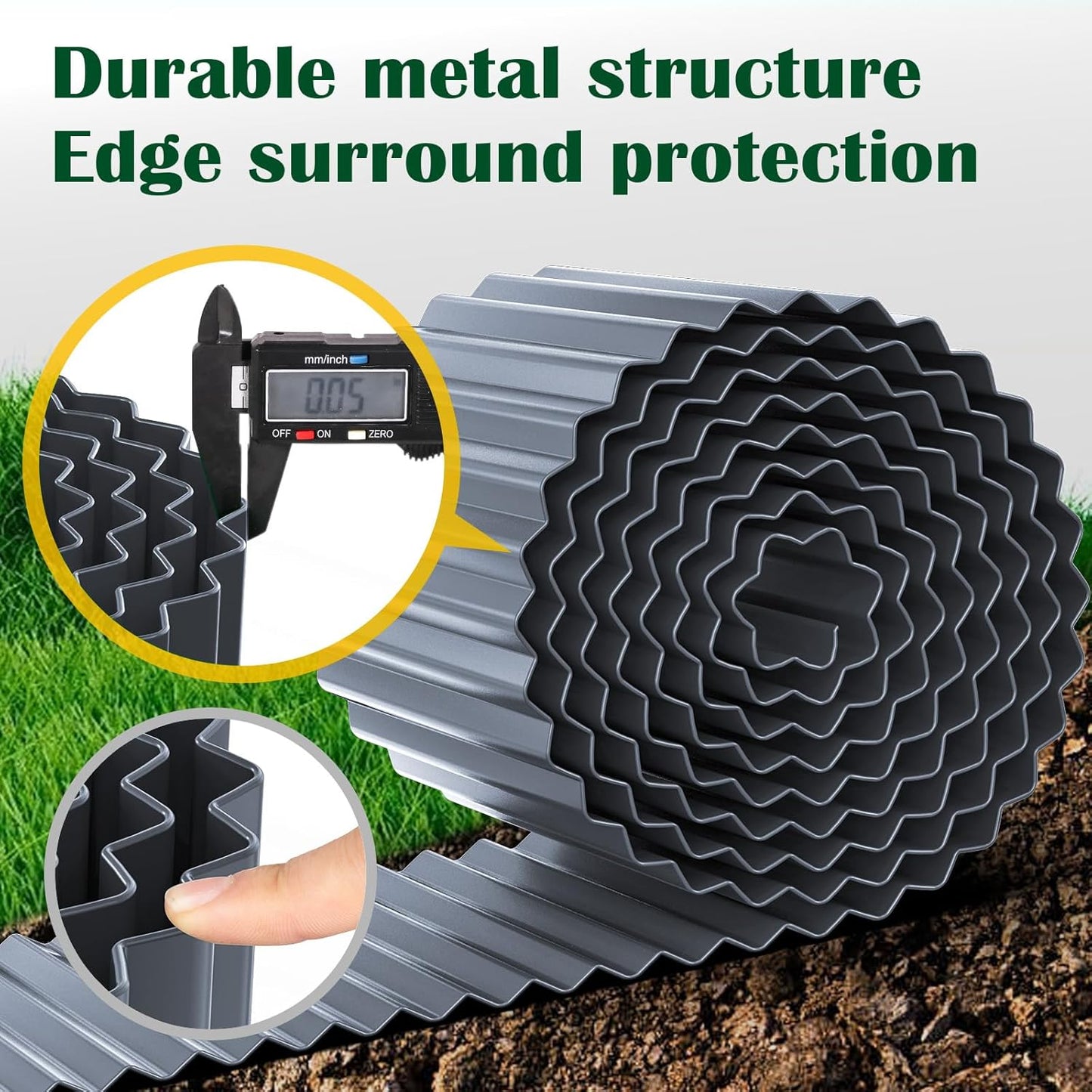 LAVEVE Corrugated Metal Garden Edging 4" x 10Ft, Landscape Edging Border for Lawn, Flower Bed, Garden Fence, Paver Edging (Dark Gray)