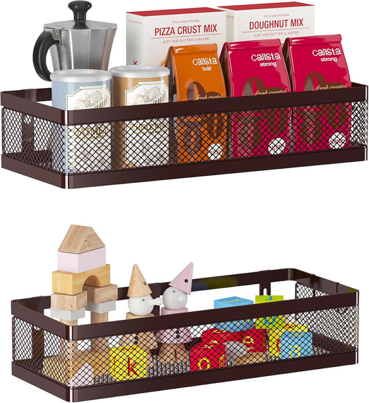 PUSDON Metal Wall Hanging Basket 2 Packs DIY Suitable for Multiple Scenes - Middle Bronze Netting