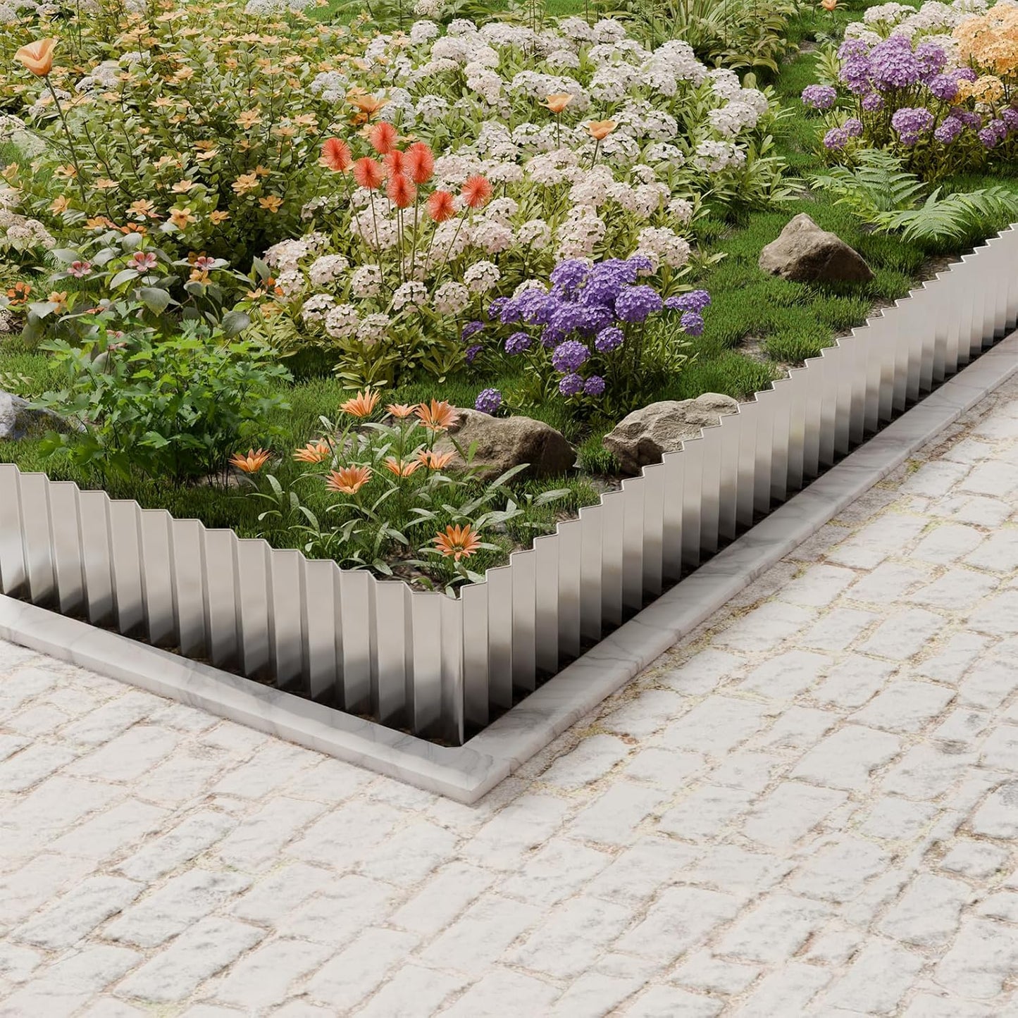 SnugNiture Corrugated Metal Garden Edging,12" x 20' Sturdy Lawn Edging Border,Landscape Edging Border for Lawn, Flower Bed,Garden and Yard