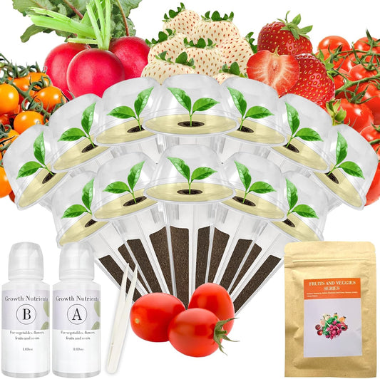 Red Strawberry and Pineberry Seed Pod Kit for AeroGarden, idoo, Ahopegarden with Red Strawberry, Radish, Pineberry,Red Heirloom/Golden Harvest Cherry Tomato - Compatible with All Hydroponics (12-Pod)