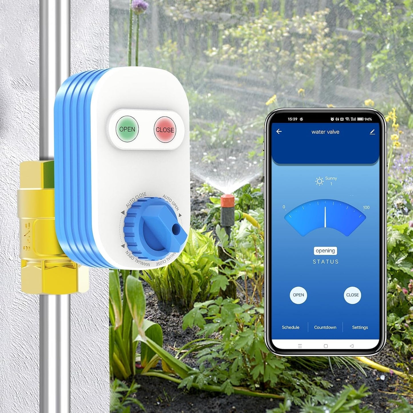 DN20 Smart Water Valve, 3/4 Inch WiFi Water Timer for Garden Hose, Sprinkler Timer Auto Watering with Manual Button Control, Compatible with Alexa, Google