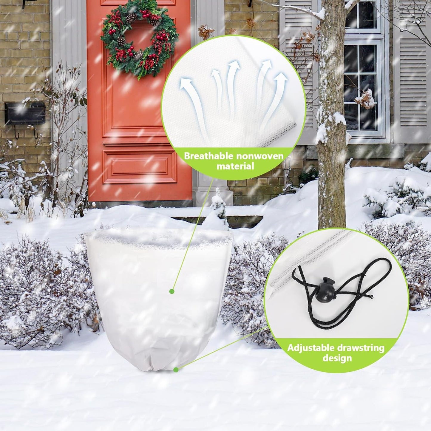 Svepndic 6 PCS Winter Plant Covers Freeze Protection,39X39 Reusable Plant Protector Bag with Drawstring,Winter Plants Jacket Warm Shrubs Cover Blanket Frost Protection for Outdoor Garden Plants