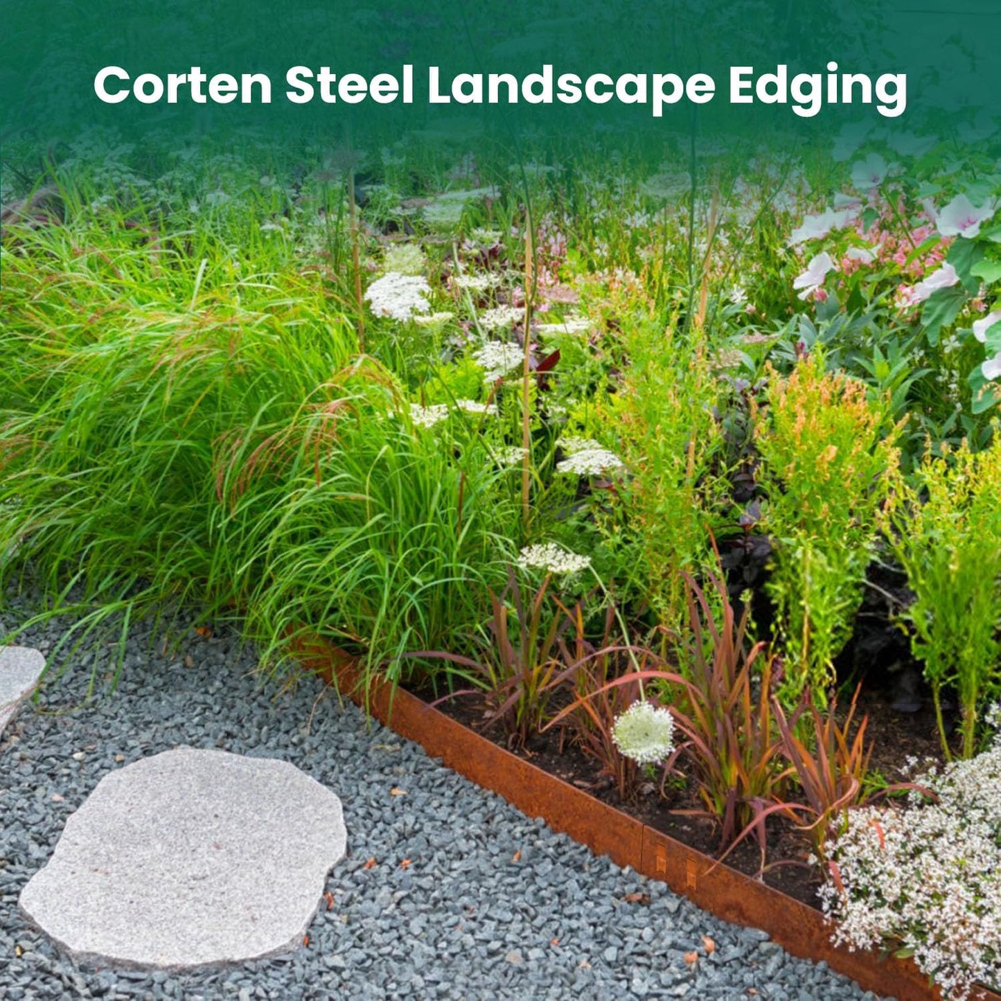 Corten Steel Edging 5 Inch 10 Packs Steel Landscape Edging 40 Inch Strips Hammer in Landscape Edging Metal Garden Edging Landscaping for Yard Lawn Outdoor Flower Plant by GZGNEEVL