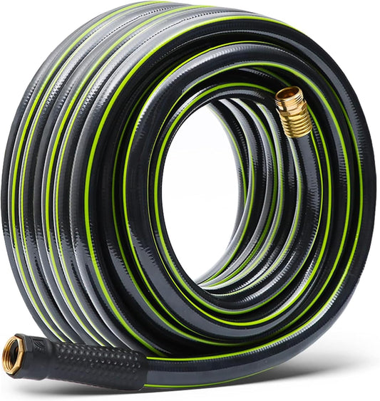 Worth Leader Garden Hose 3/4 in. x 50 ft. -No Kink, Flexible, Leakproof, Male/Female -Heavy Duty Durable 5 Layers PVC Rubber Lightweight Water Pipe for Gardening, Agriculture & Lawn Care -500PSI Burst