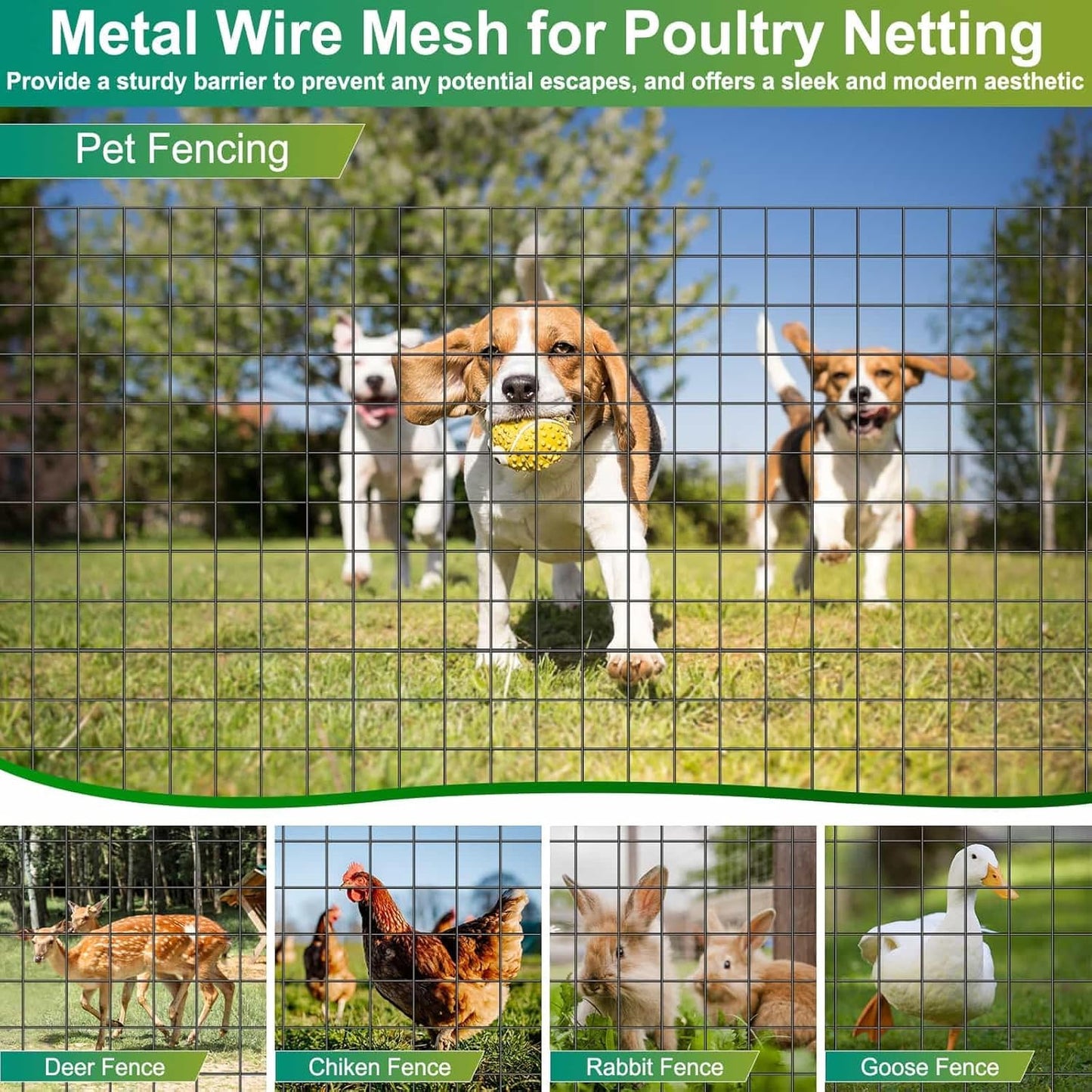 Black PVC Coated Welded Wire Fence 24 Inch x 49 Foot, 2.4" x 2.4" 14GA Garden Fence Roll Vinyl Coating Metal Wire Mesh Fence for Yard Vegetable Plant Protection Outdoor Dogs Poultry Netting