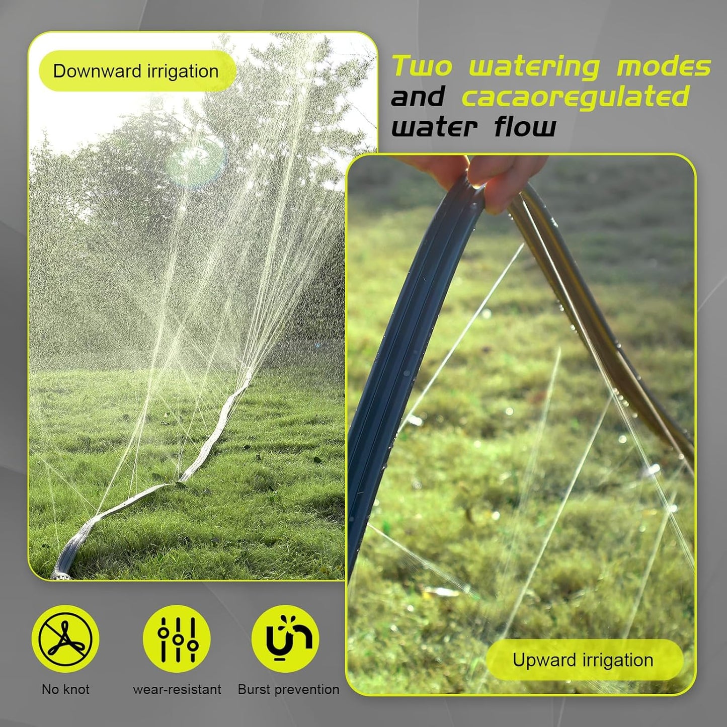 Hopegiver Sprinkler Soaker Hose 10ft 4-Pack Yard Sprinkler Hose for Lawn Water Saving with Stakes, Drip Irrigation Hoses Garden Watering System(Grey,10ft 4-Pack)