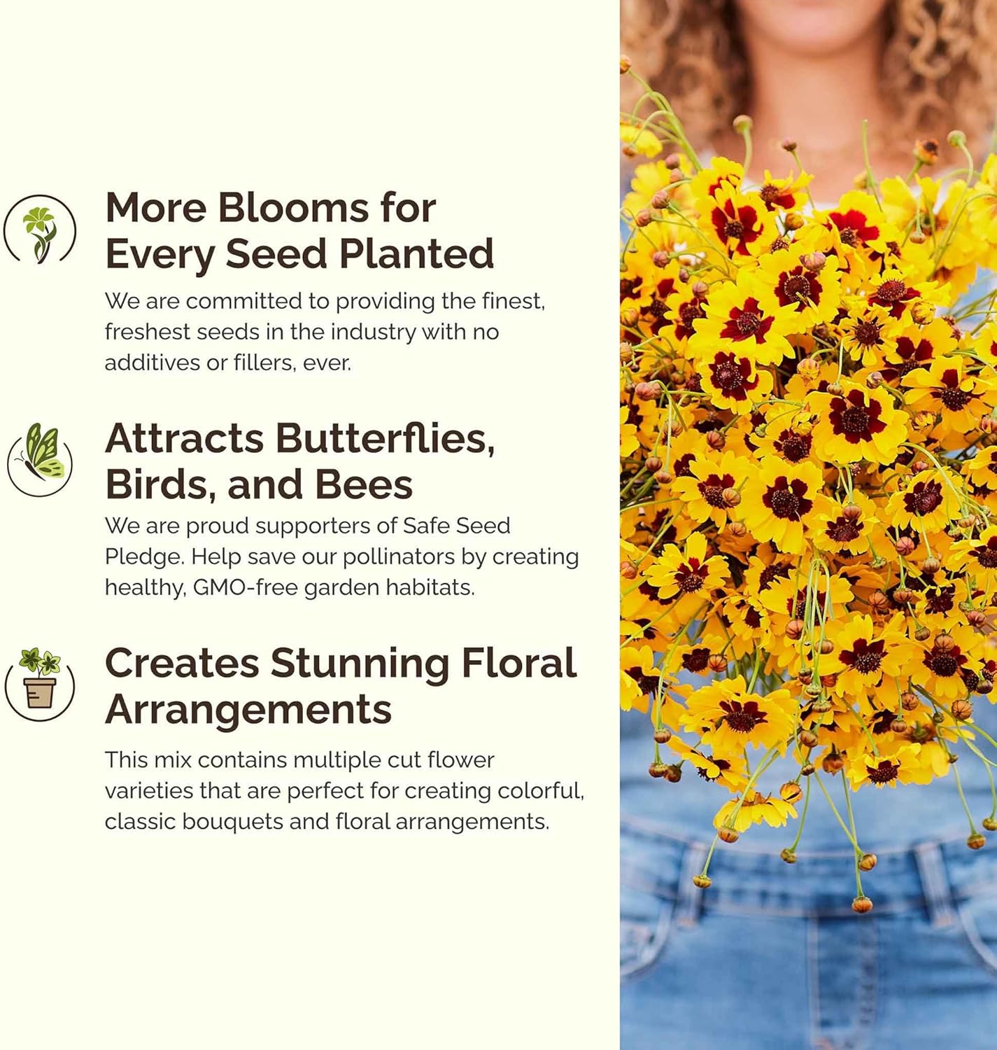 Eden Brothers Orange You Glad Flower Mixed Seeds for Planting, 1/4 lb, 120,000+ Seeds with Dahlia, Double Strawflower | Attracts Pollinators, Plant in Spring or Fall, Zones 3, 4, 5, 6, 7, 8, 9, 10