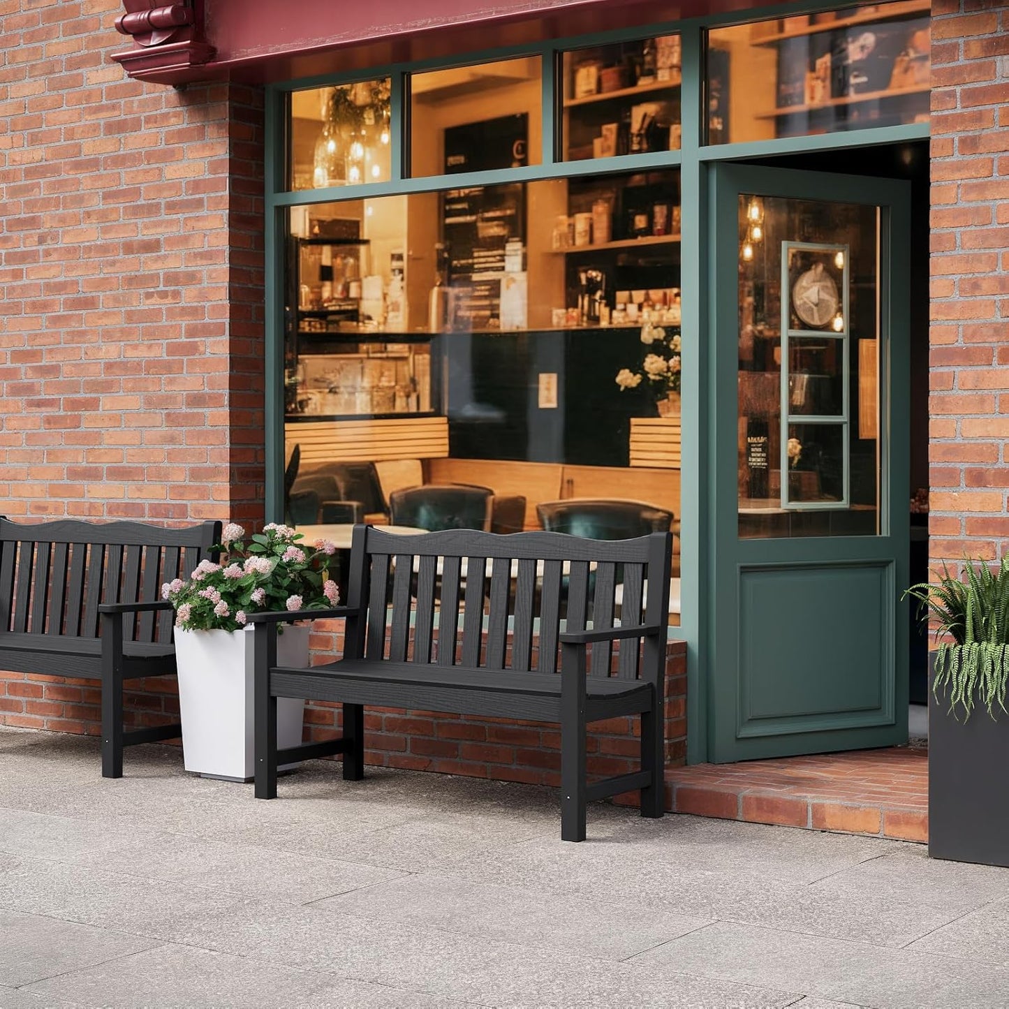 Stoog Outdoor Bench, 2-Person Garden Benches for Outdoors, All-Weather HIPS Garden Bench with 800 lbs Weight Capacity, Never Rot or Fade, for Garden, Porch, Backyard and Park, Black