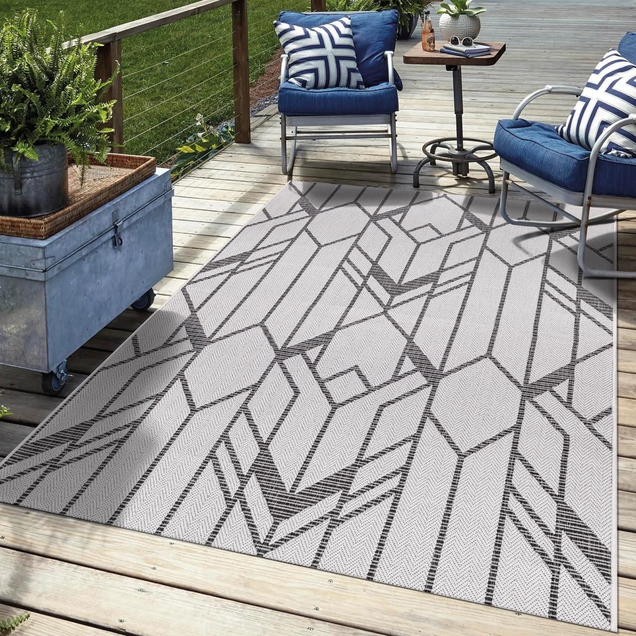 Keen Home Design Terrace Outdoor Area Rug - 8x10 Washable Indoor/Outdoor Rug for Patio, Kitchen, Balcony, Beach, Garden, Deck and Porch, Size: 7'7"x10'