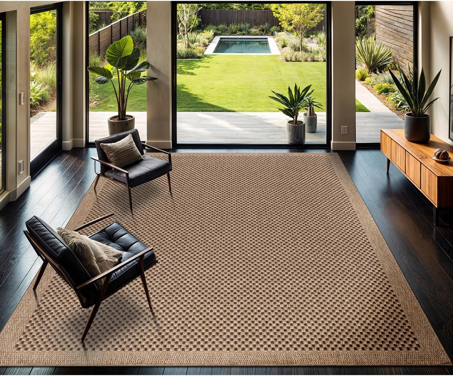 CAMILSON Easy Jute Rug 8x10, Indoor Outdoor Natural Color Fiber Area Rugs for Living Room Patio and Kitchen Rug, Sisal Boho Woven Design, Easy-Cleaning, Washable Outside Carpet Alfombras (8 x 10)